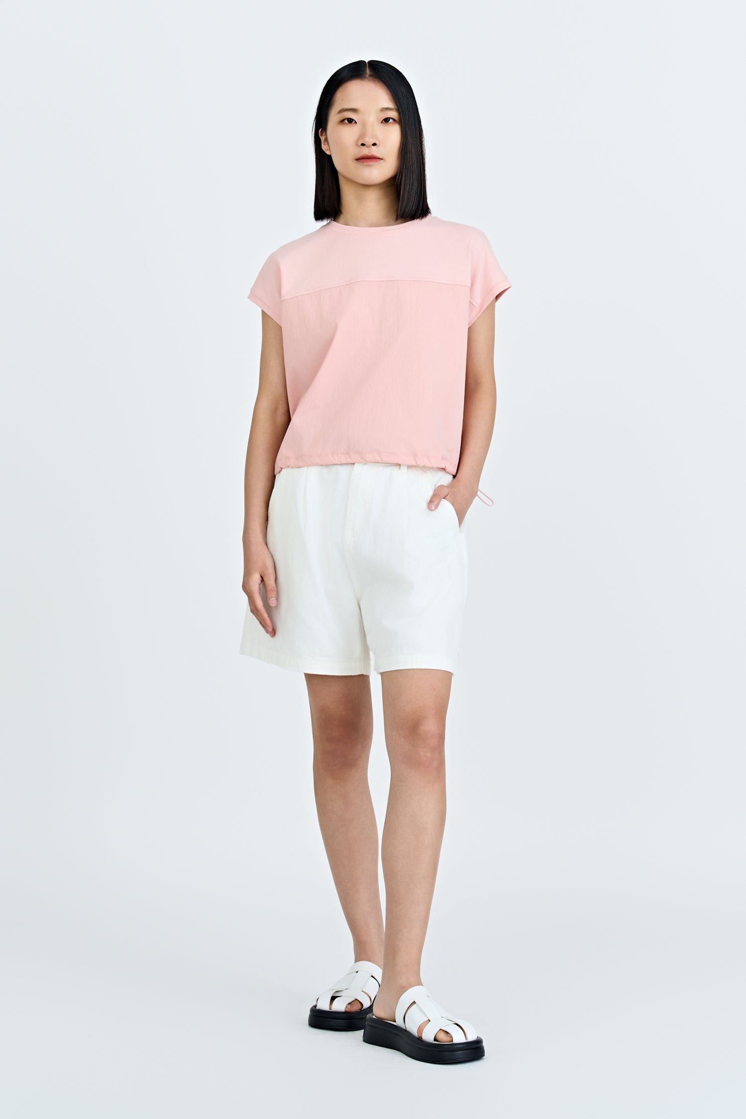 Drawcord Hem Tee - Blush