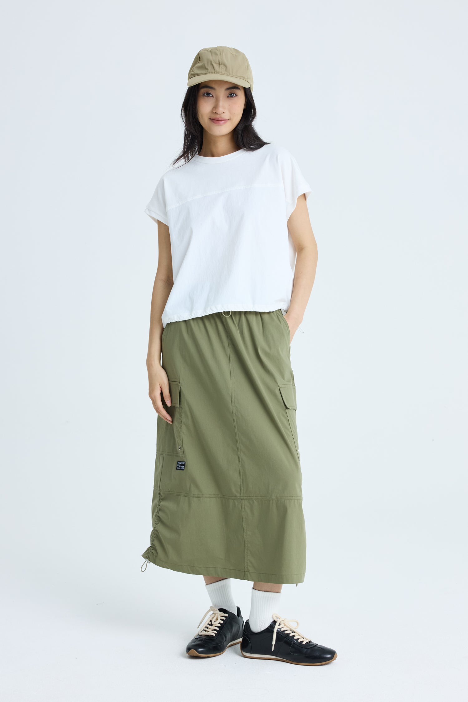 Drawcord Hem Tee - Cream