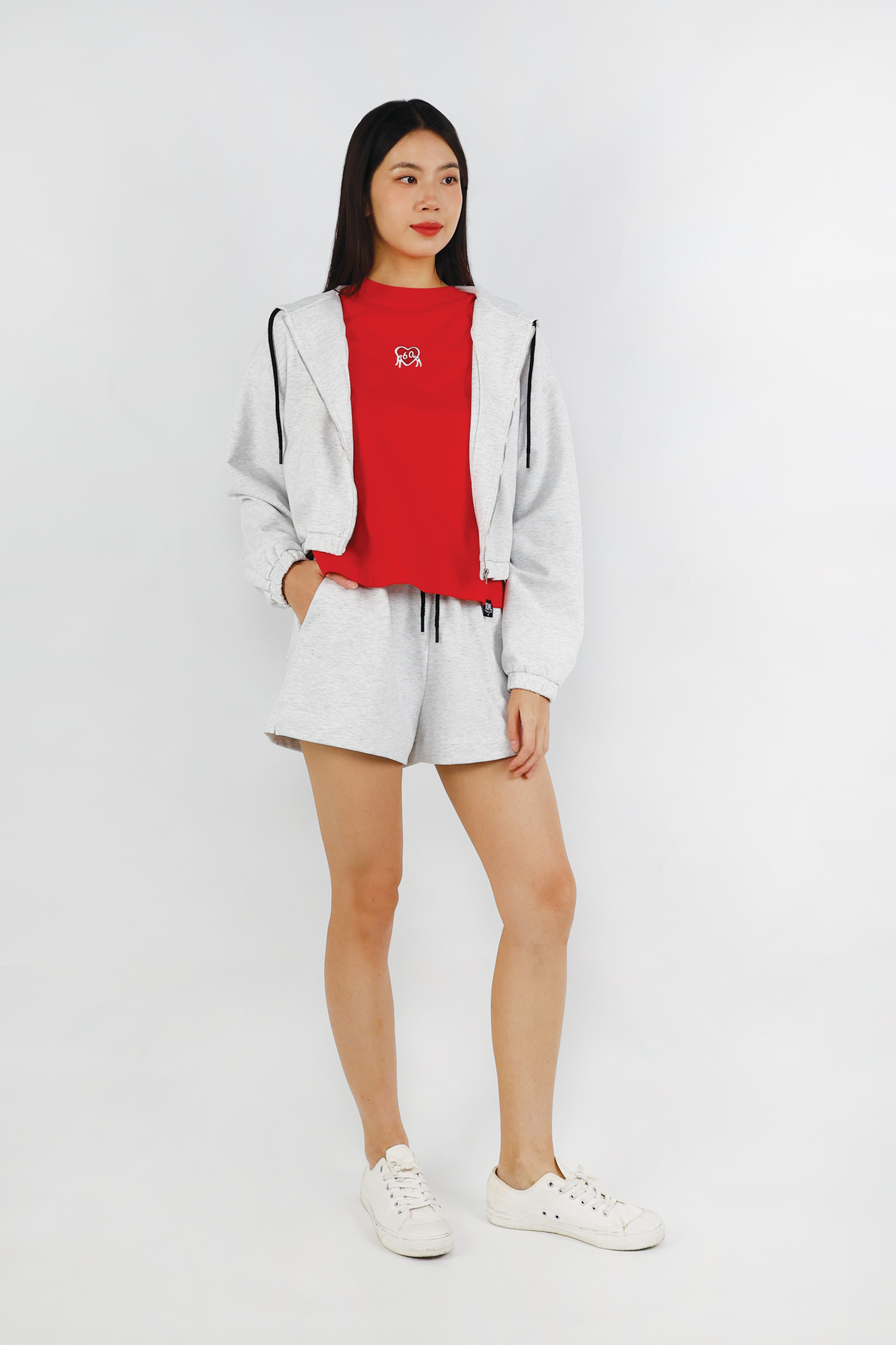 Pull-up Sweat Shorts - Light Grey