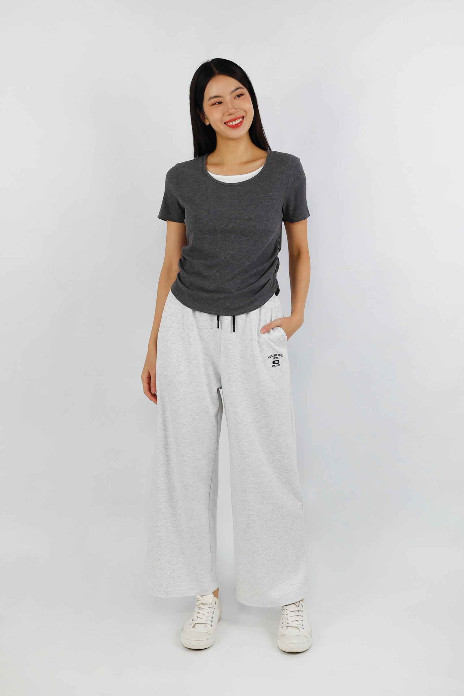 Double Collar Tee - Melange Grey