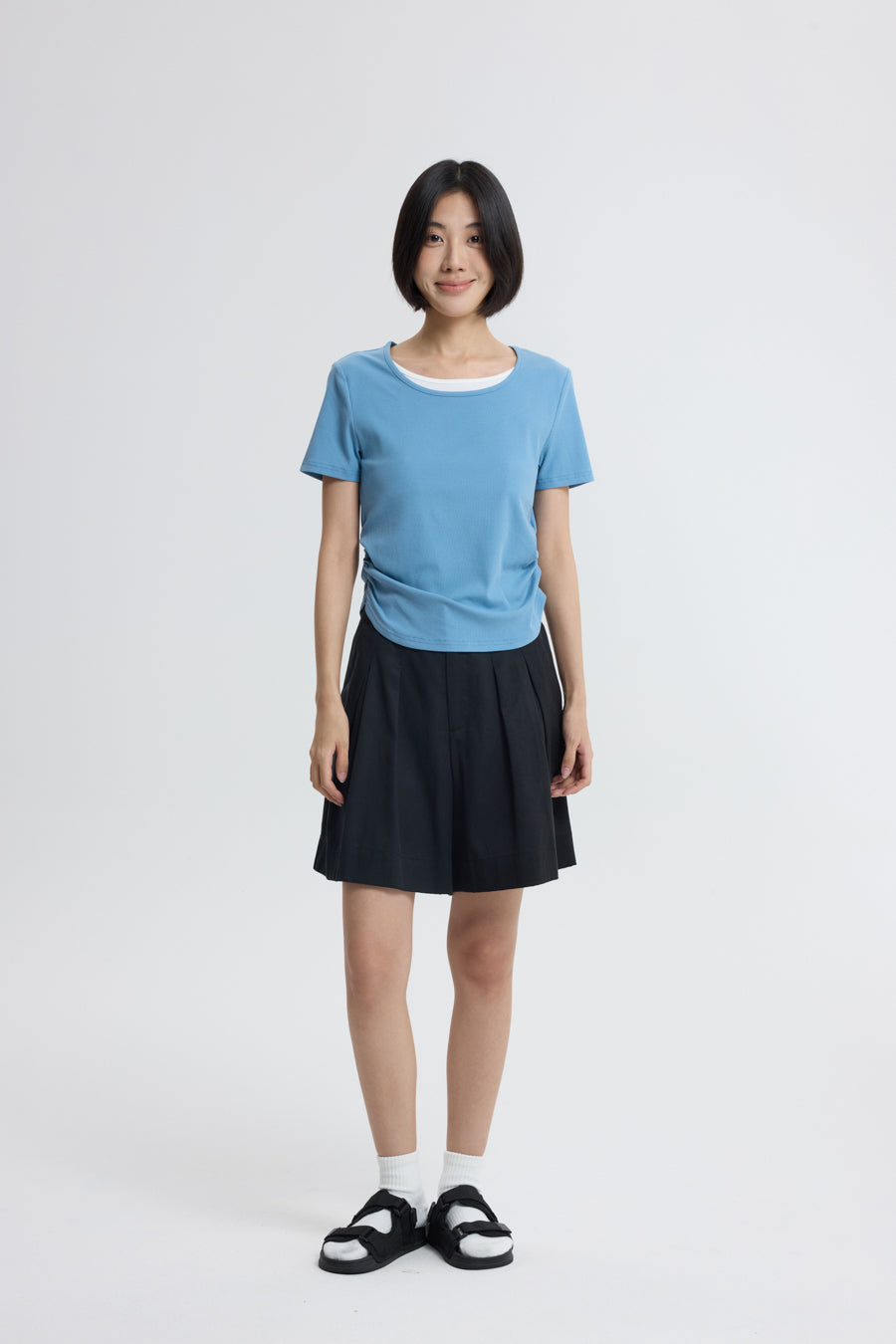 Double Collar Tee - Dusty Blue