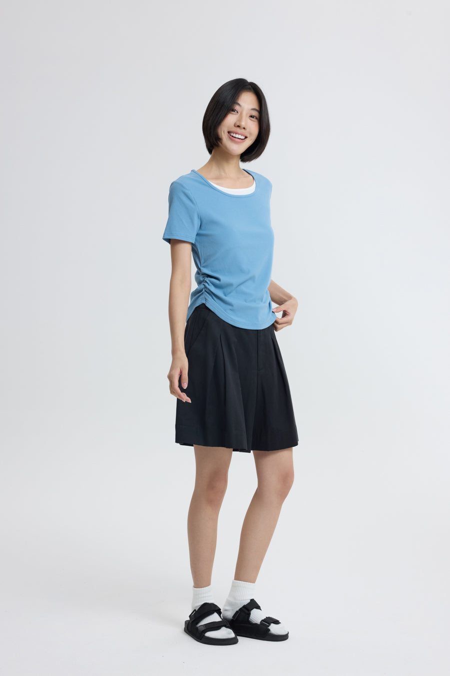 Double Collar Tee - Dusty Blue