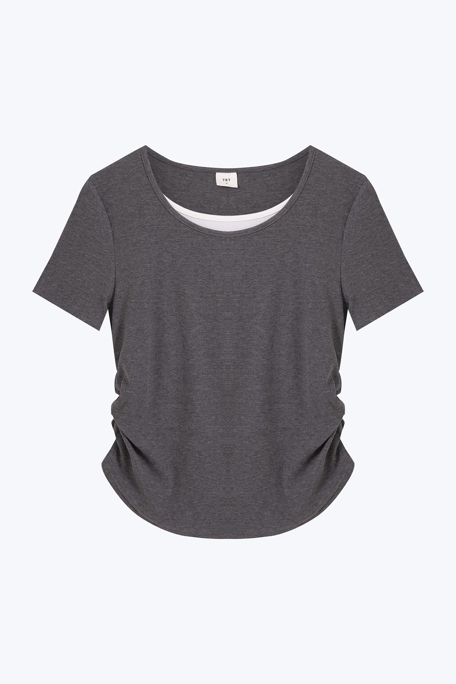 Double Collar Tee - Melange Grey