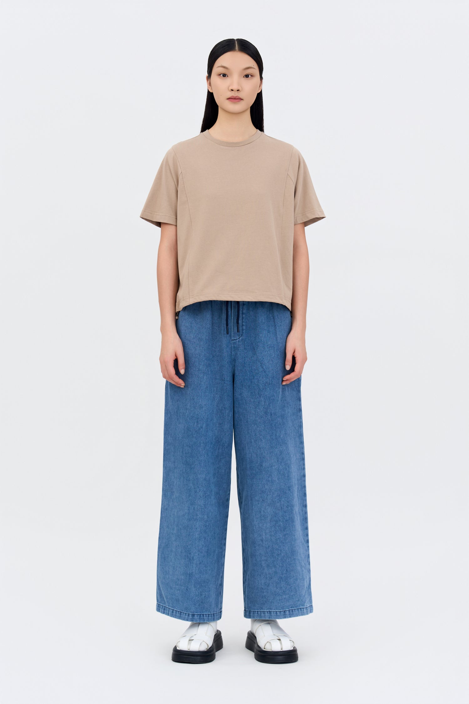 Drawcord Hem Tee - Khaki