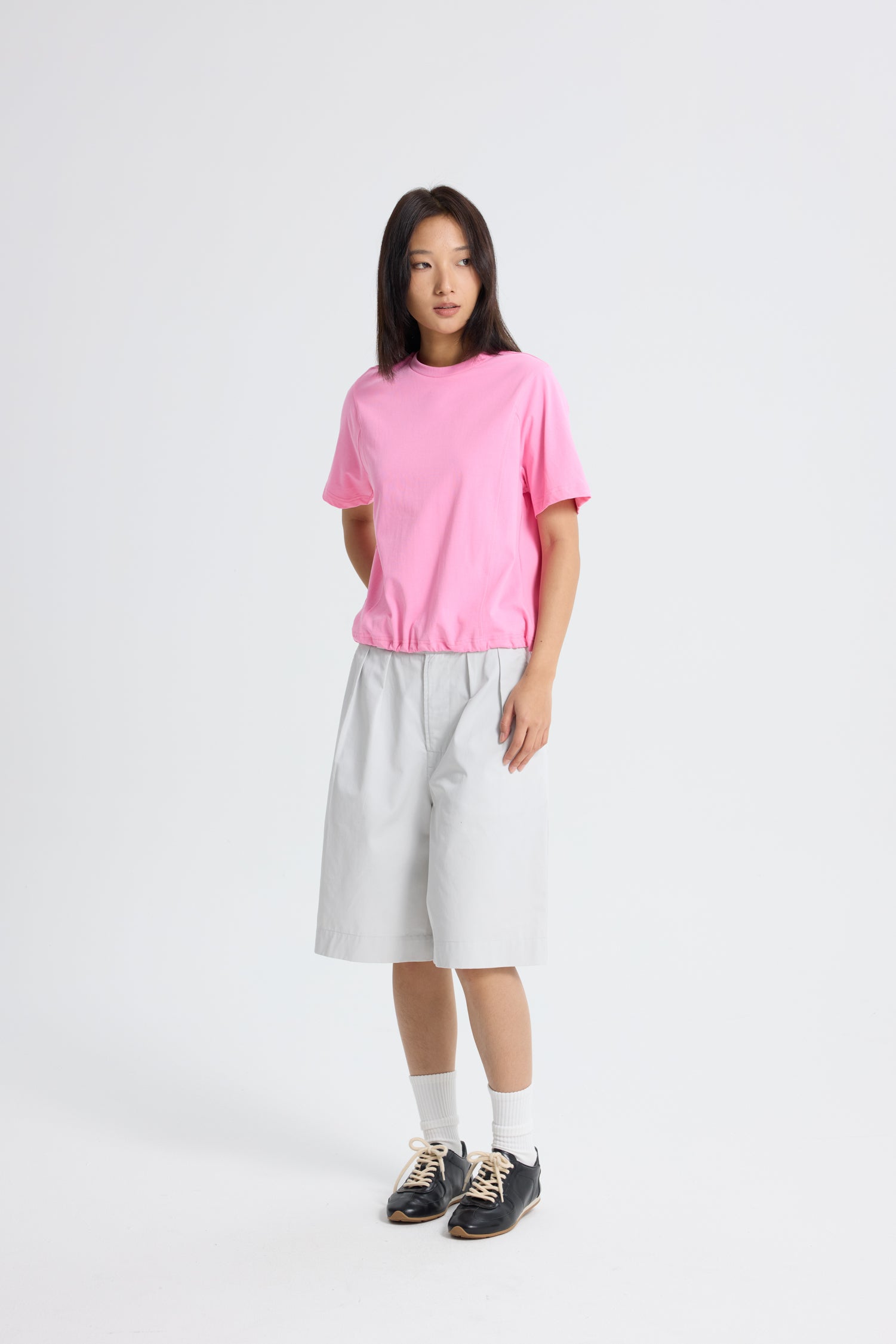 Drawcord Hem Tee - Pink