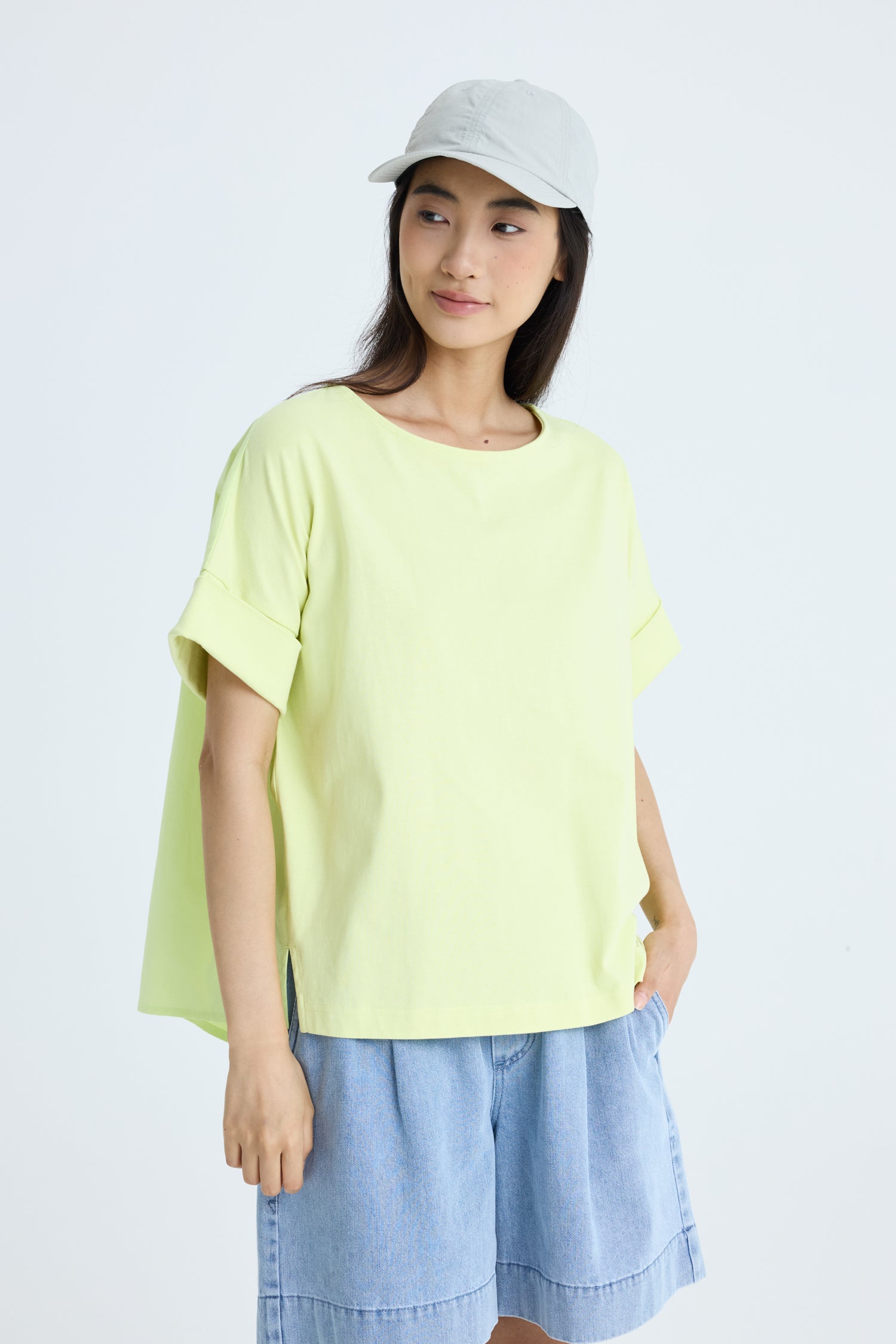 Back Pleat Tee - Chartreuse