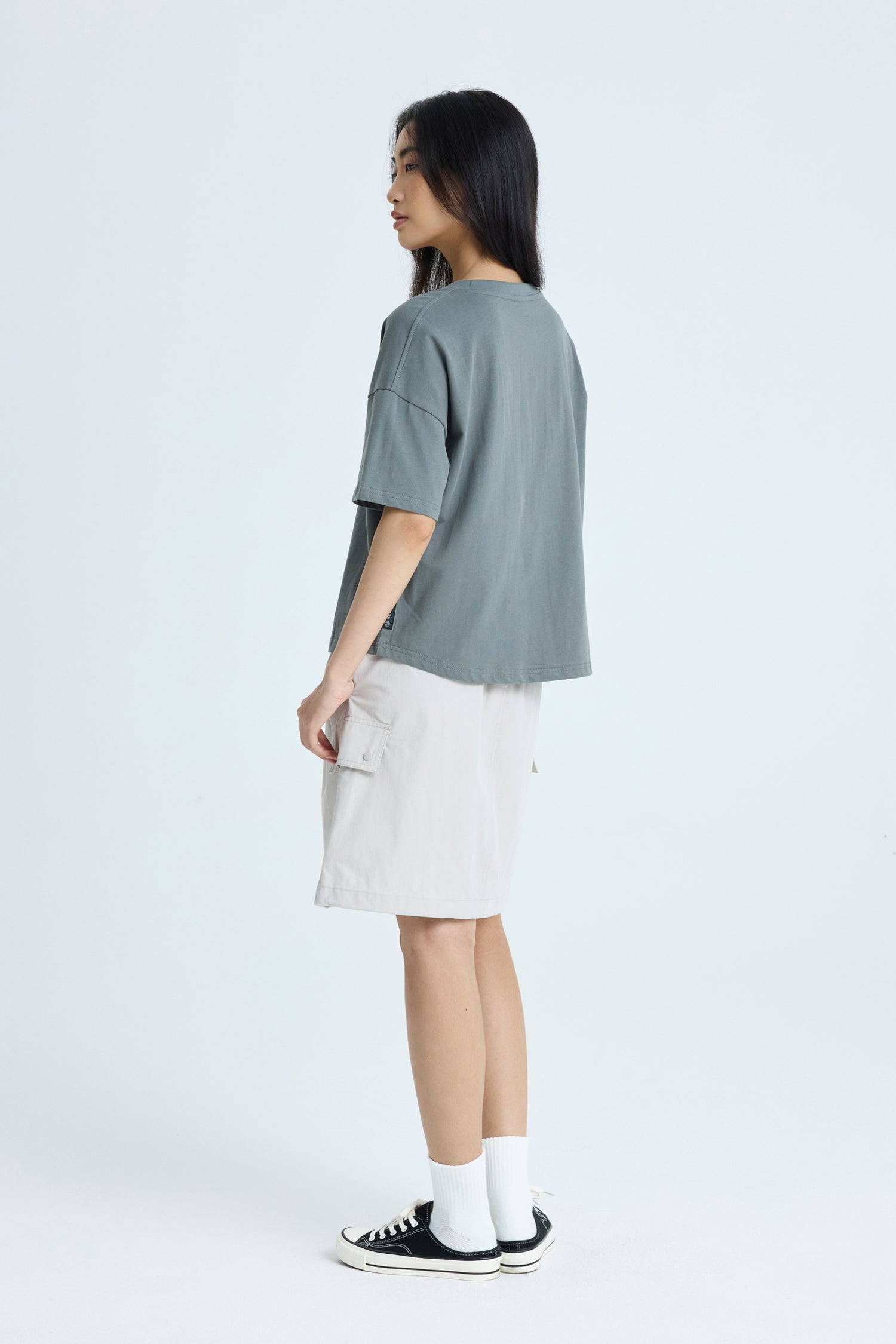 Contrast Stitched Pocket Tee - Dark Moss