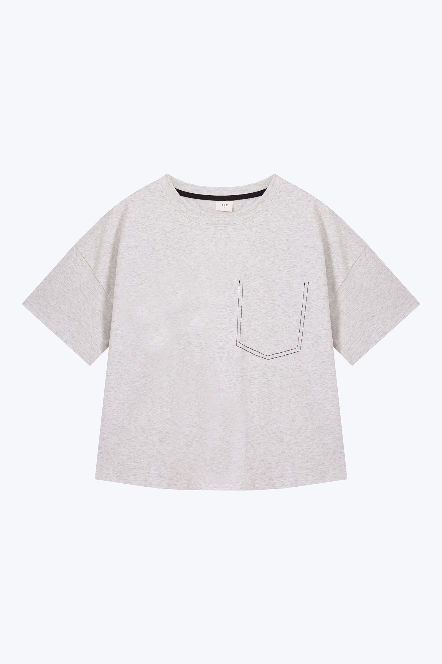 Contrast Stitched Pocket Tee - Light Grey