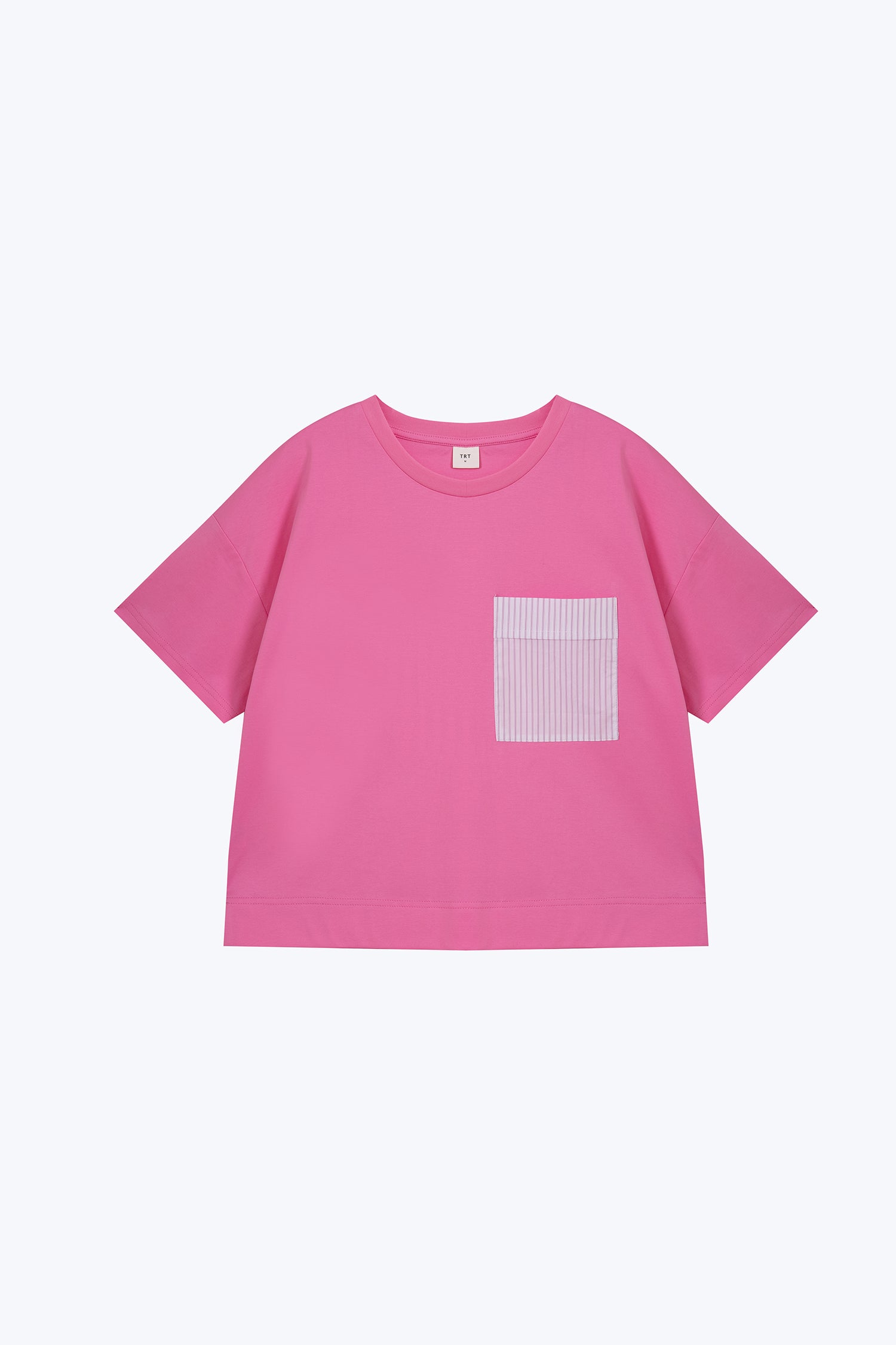 Striped Patch Pocket Tee - Pink