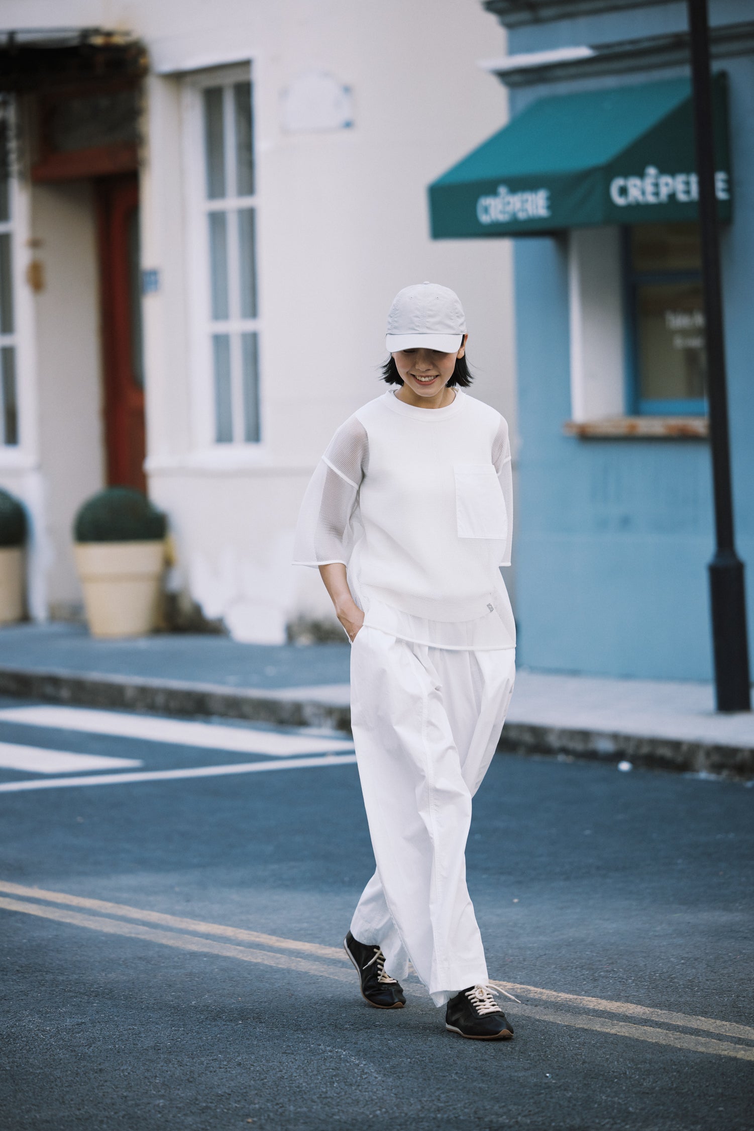 Oversized Mesh Tee - Cream