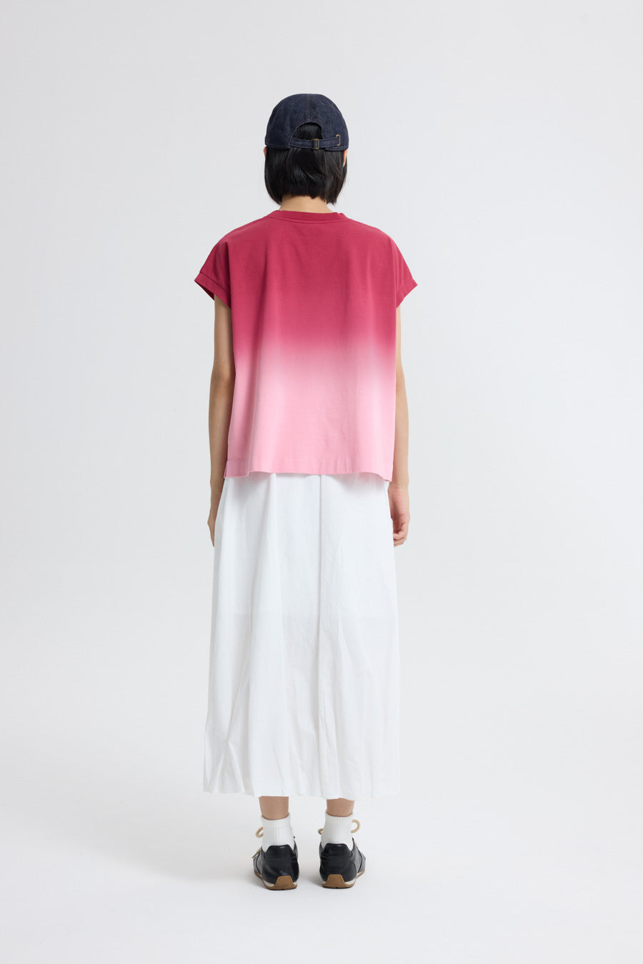 Ombre Cap Sleeve Tee - Burgundy