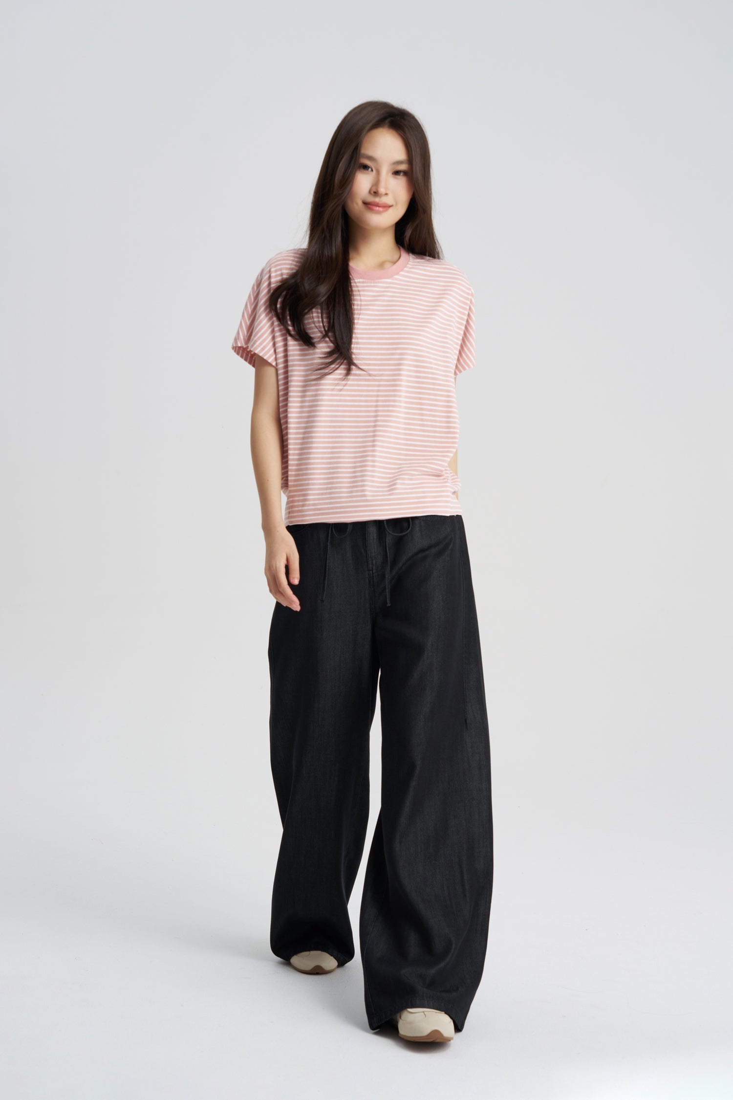 Stripe Snap Button Tee - Blush Stripes