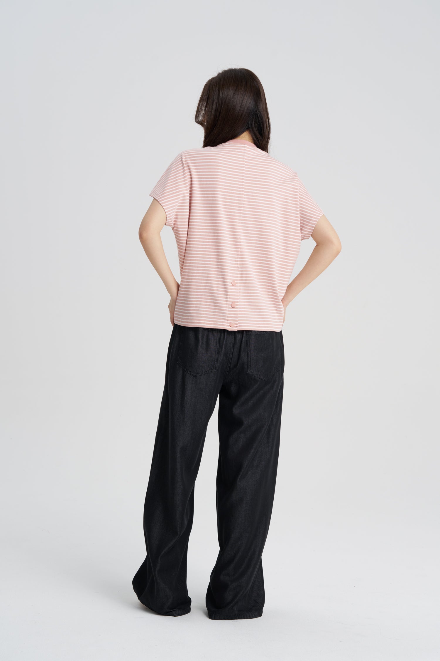 Stripe Snap Button Tee - Blush Stripes