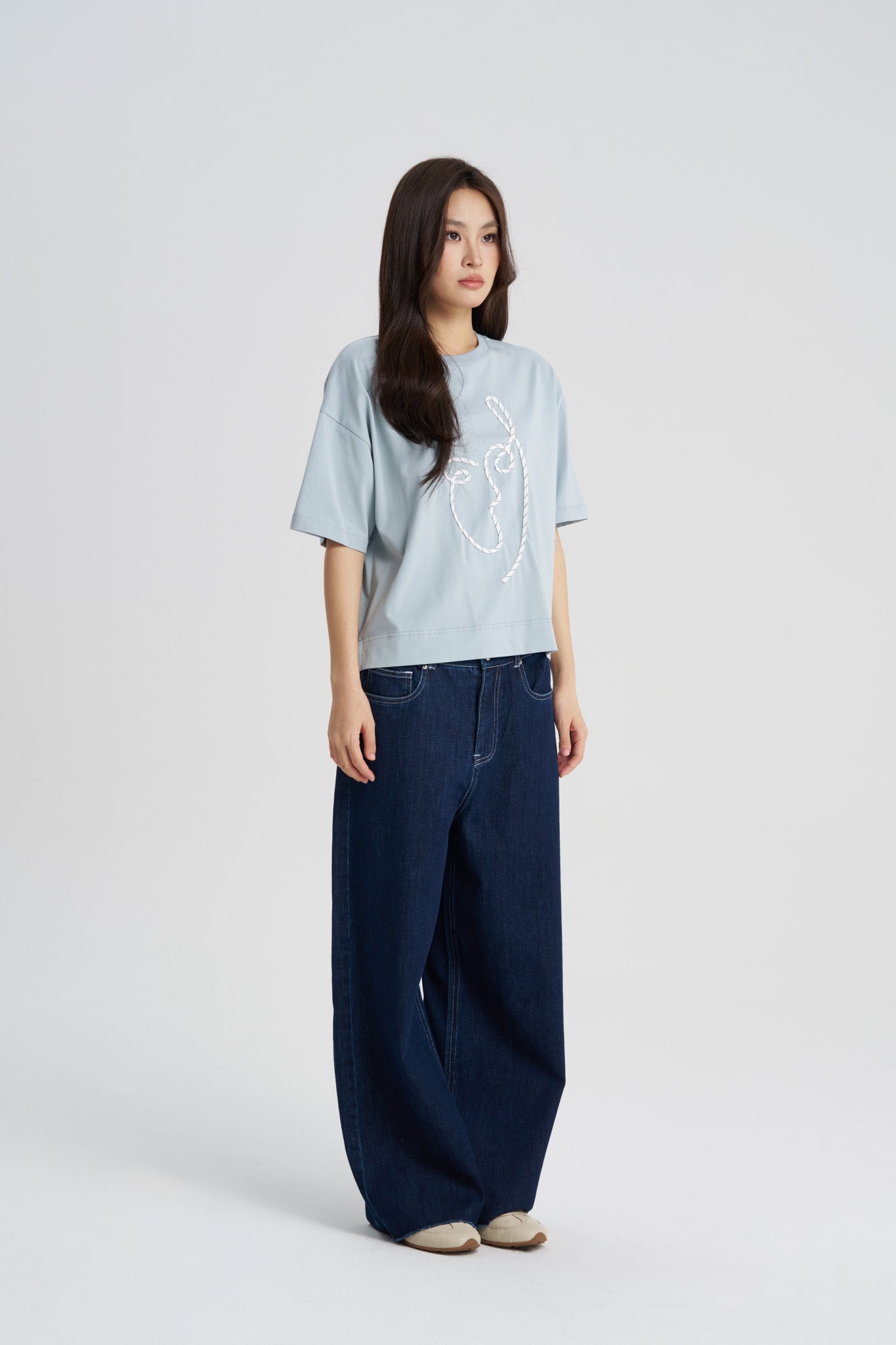 Rope Line Tee - Dusty Blue