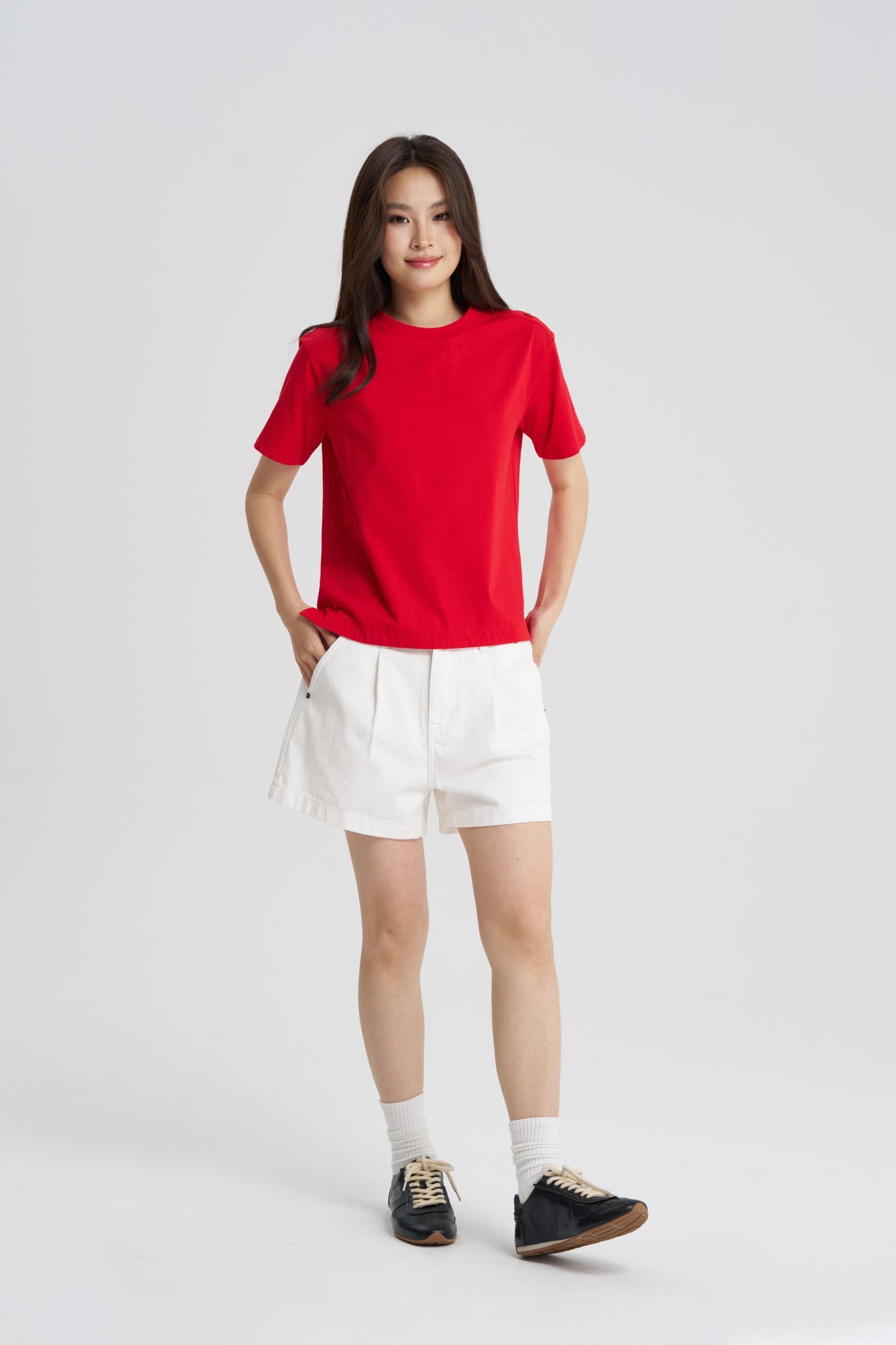 Shoulder Button Tee - Red