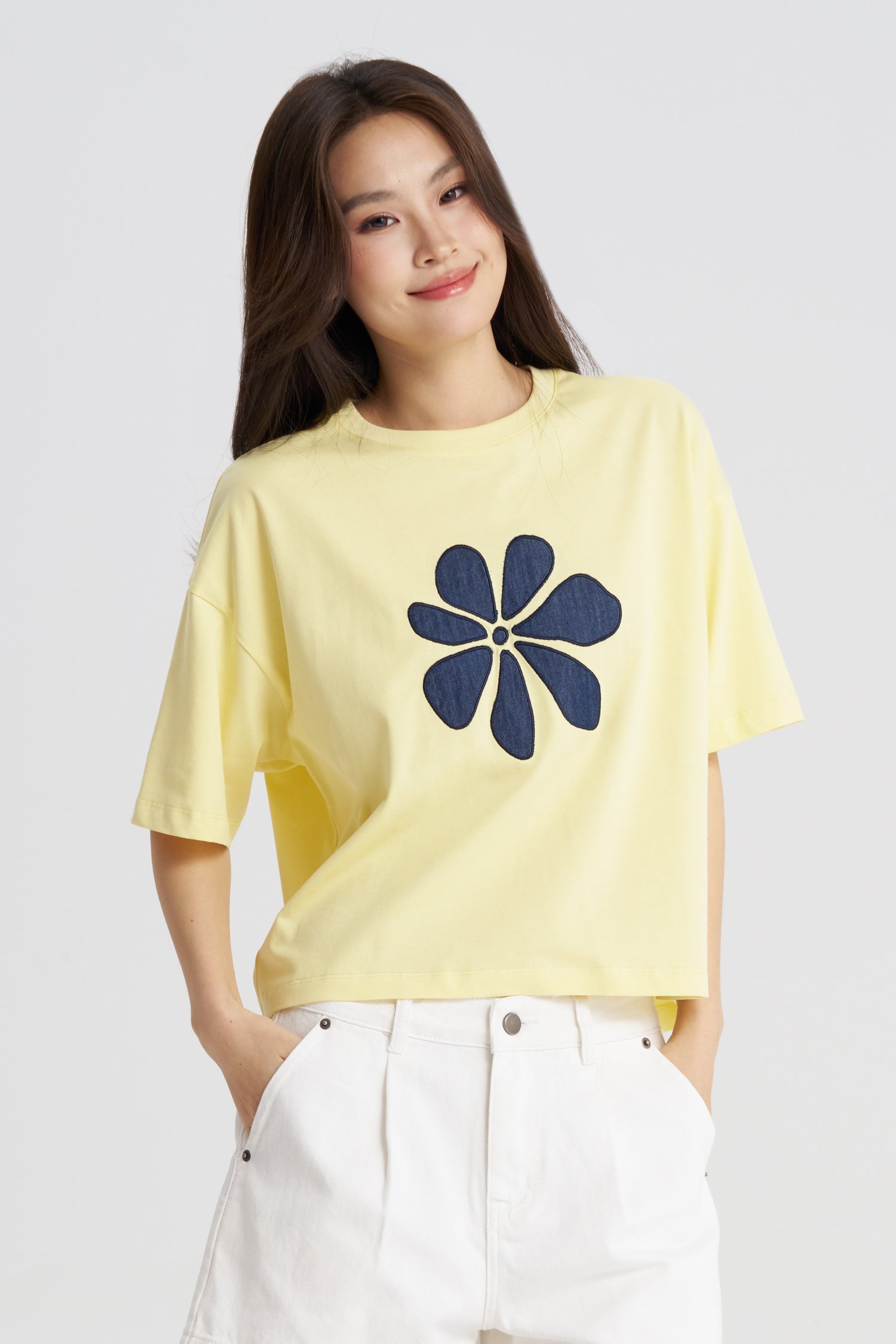Floral Applique Tee - Canary – The Restyle Trait Malaysia