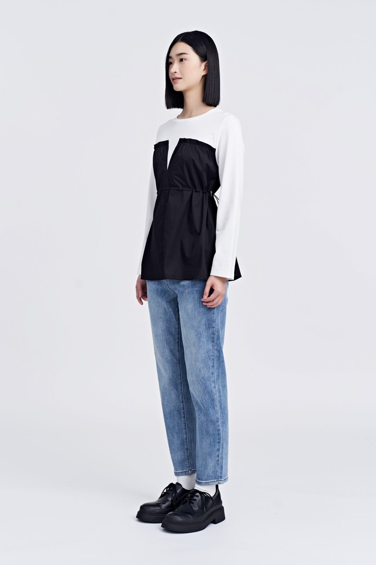 Drawstring Long Sleeve Blouse