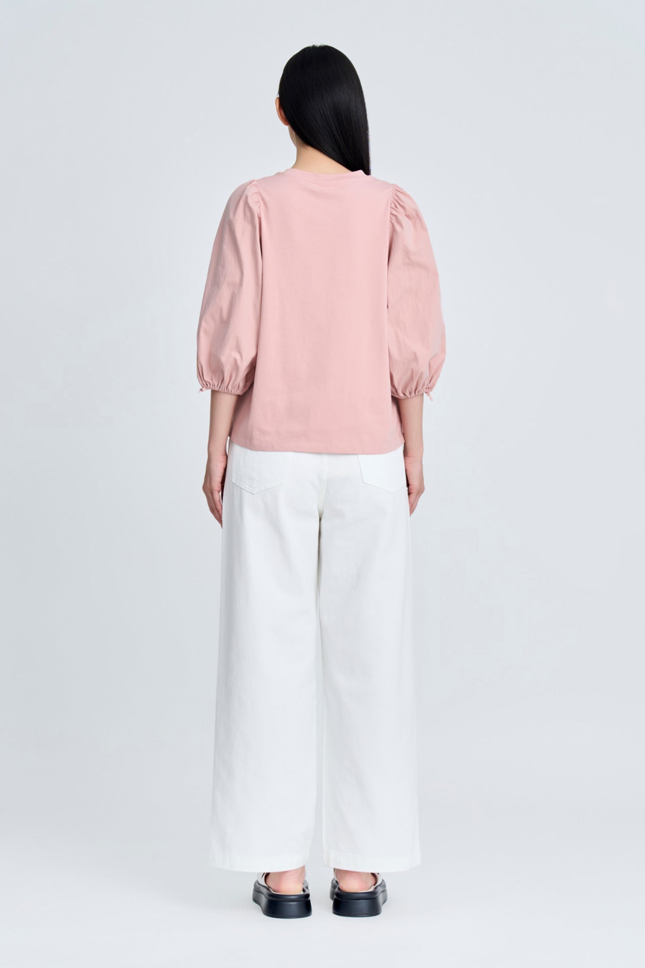 Long Sleeve Drawcord Tee - Blush