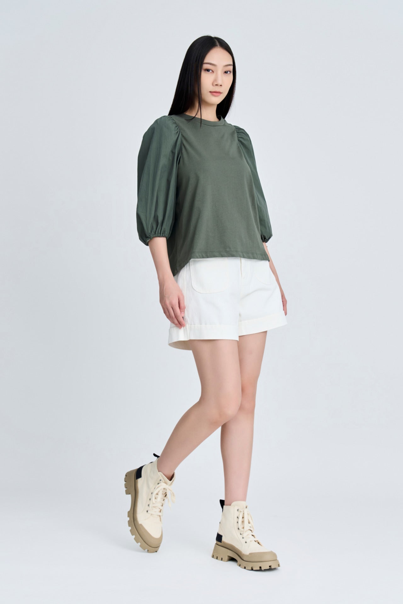 Long Sleeve Drawcord Tee - Dark Moss