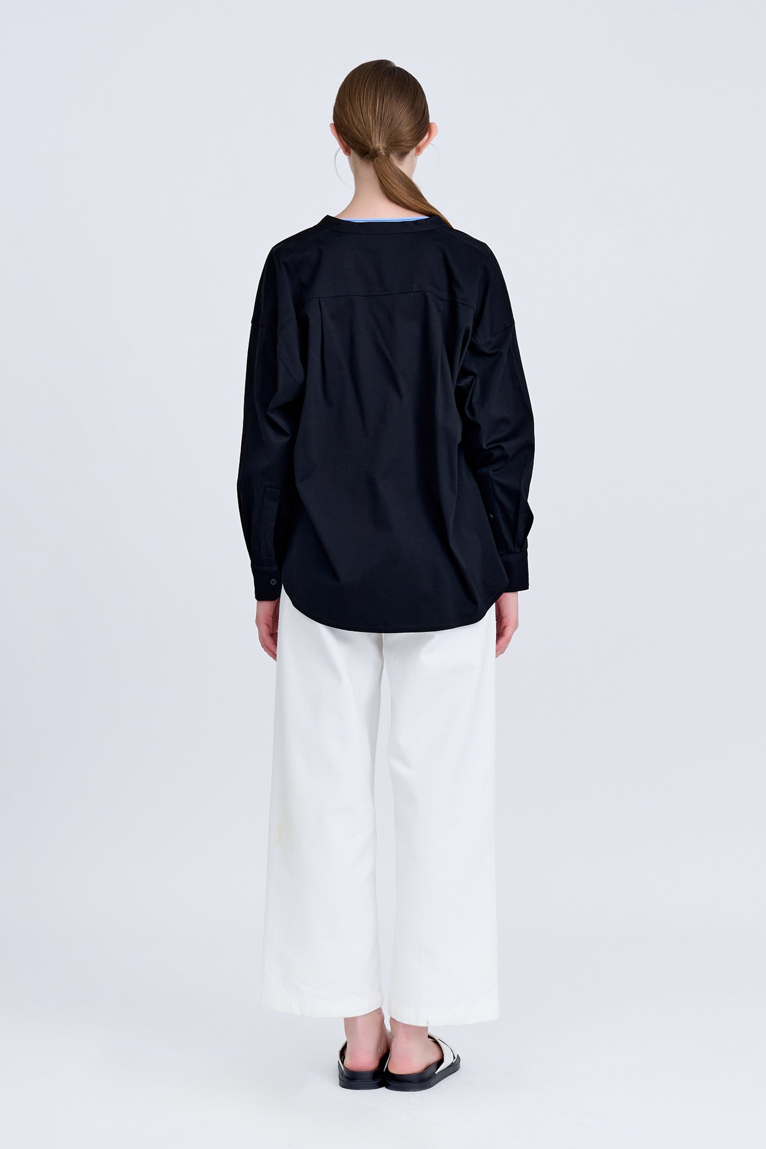 Mandarin Collar Long Sleeve Blouse