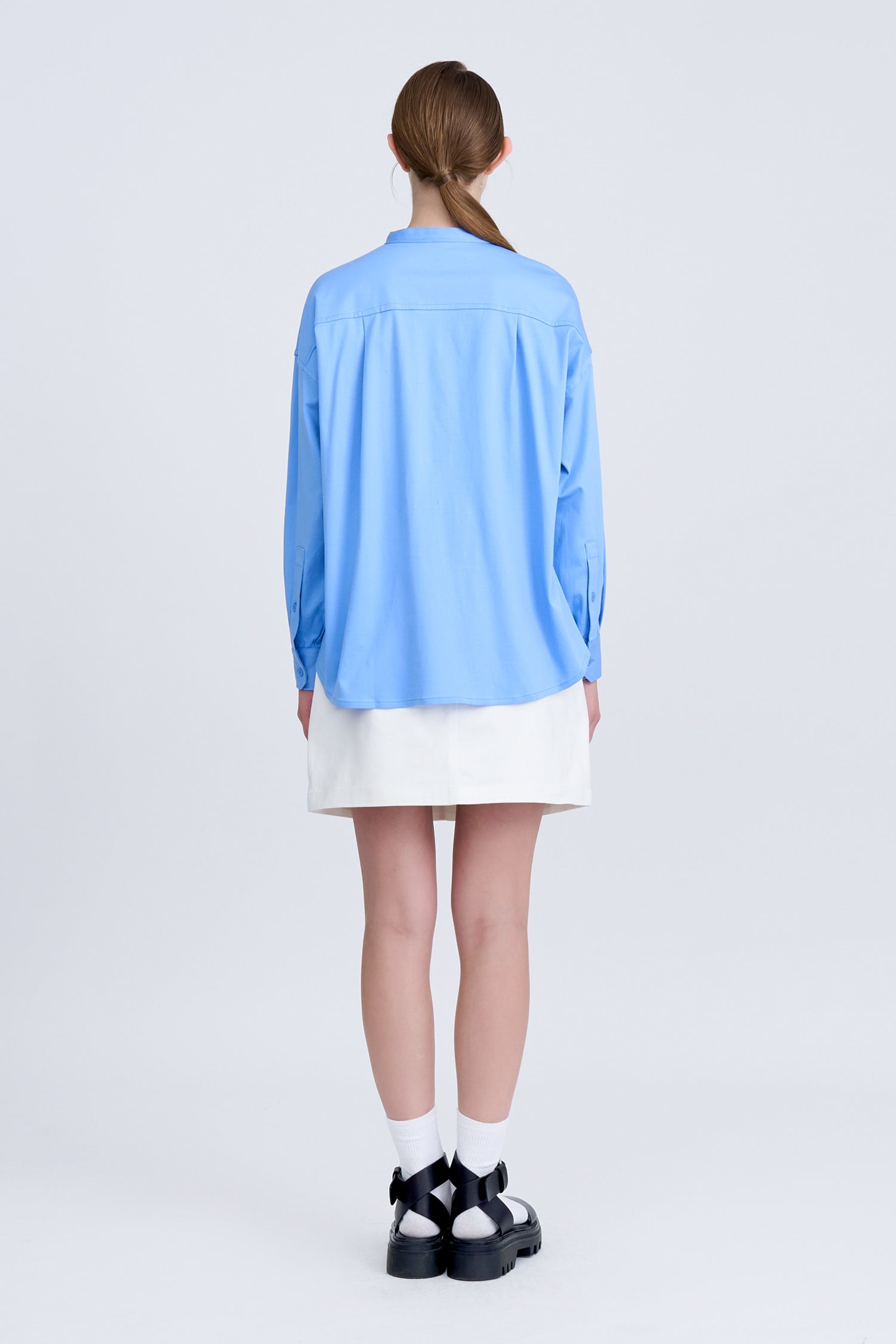 Mandarin Collar Long Sleeve Blouse