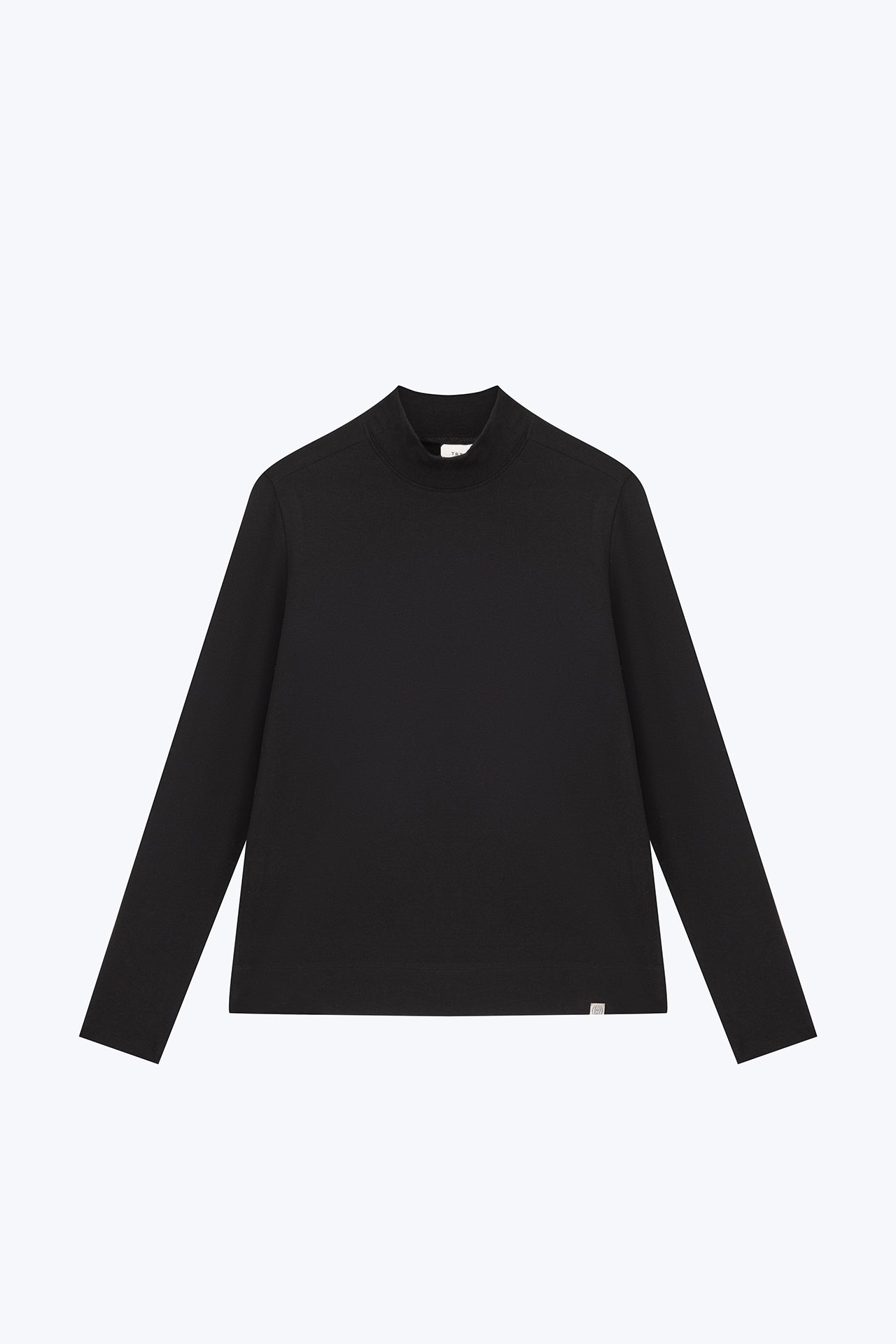 Mock Neck Long Sleeve Tee - Black