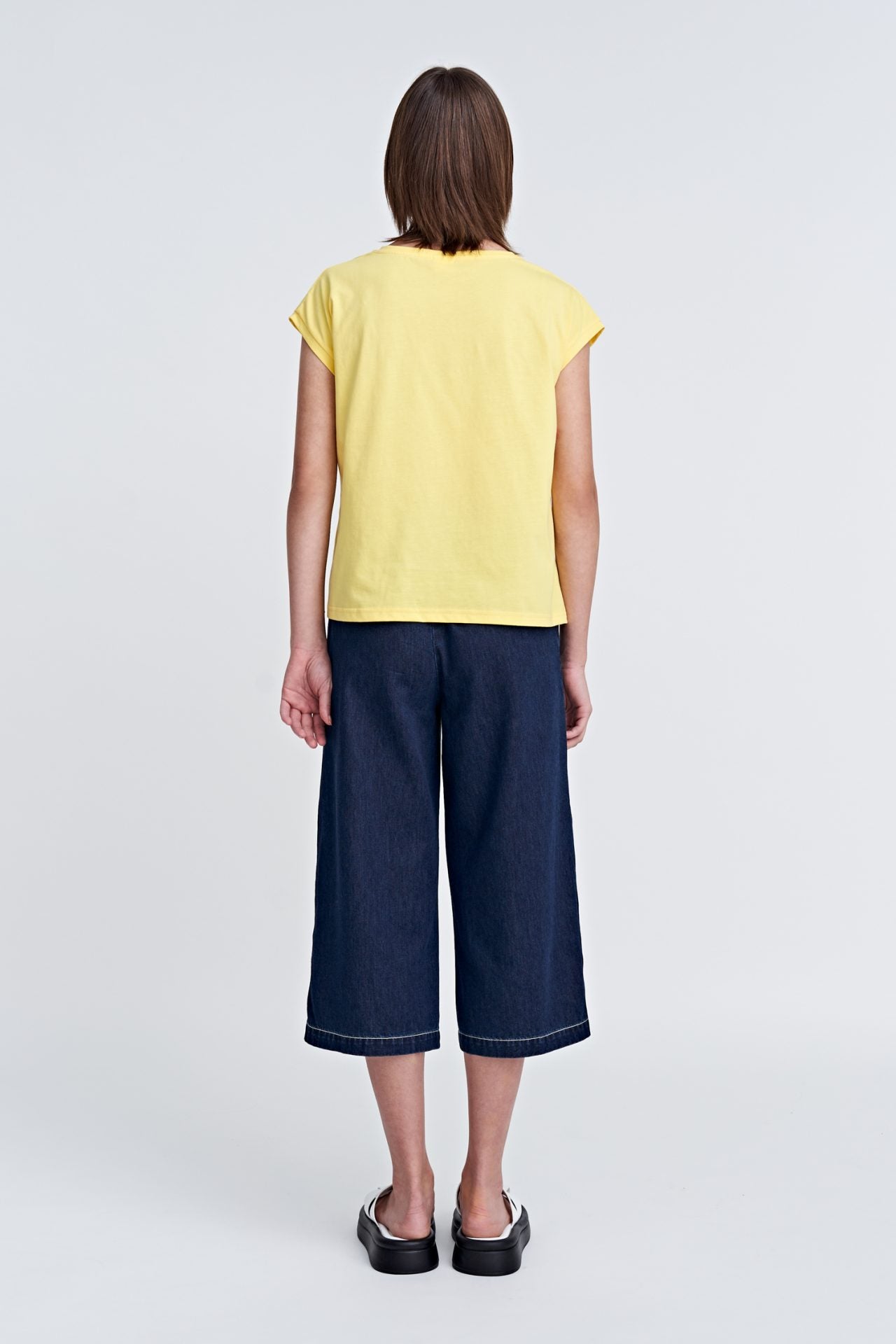 Cotton V-Neck Cap Sleeve Tee