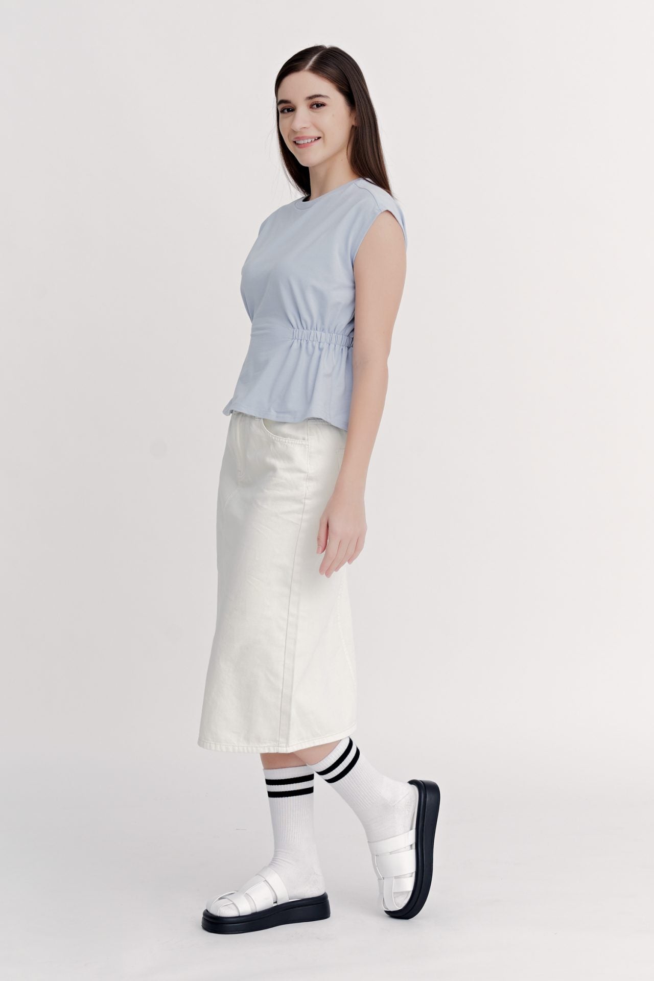 Cotton Patch Pocket Blouse - Dusty Blue