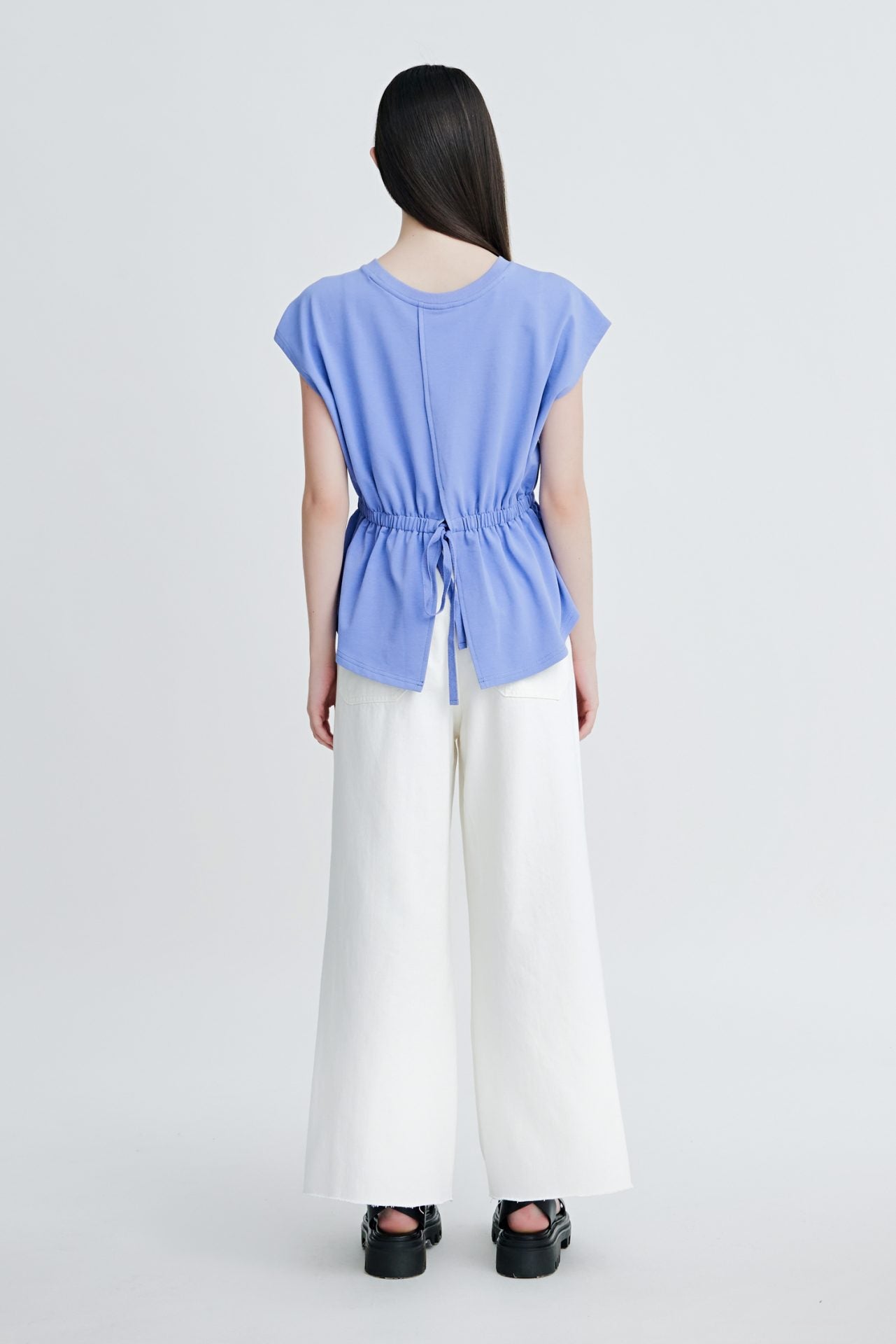 Cotton Draw Waist Tee - Periwinkle