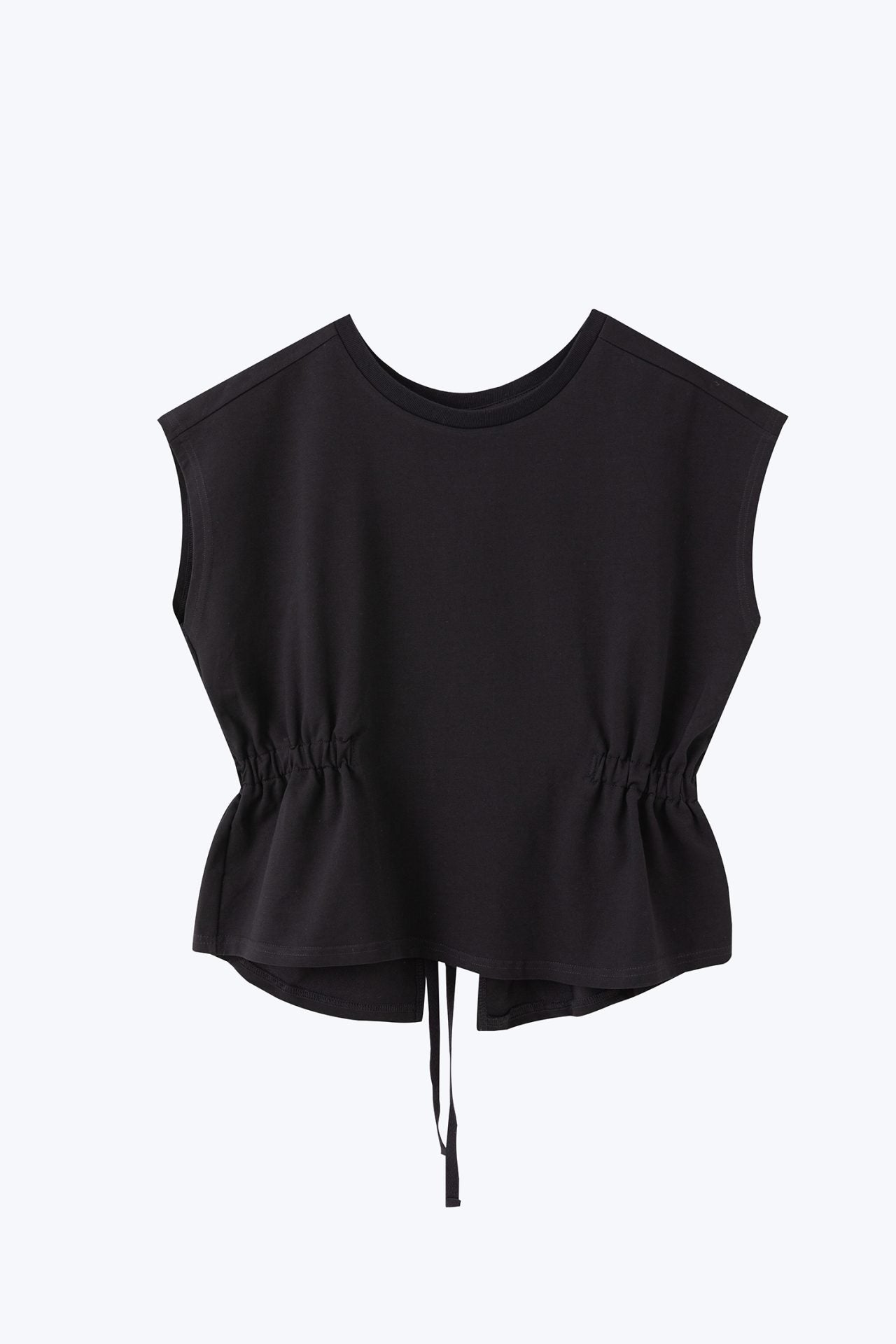 Cotton Draw Waist Tee - Black