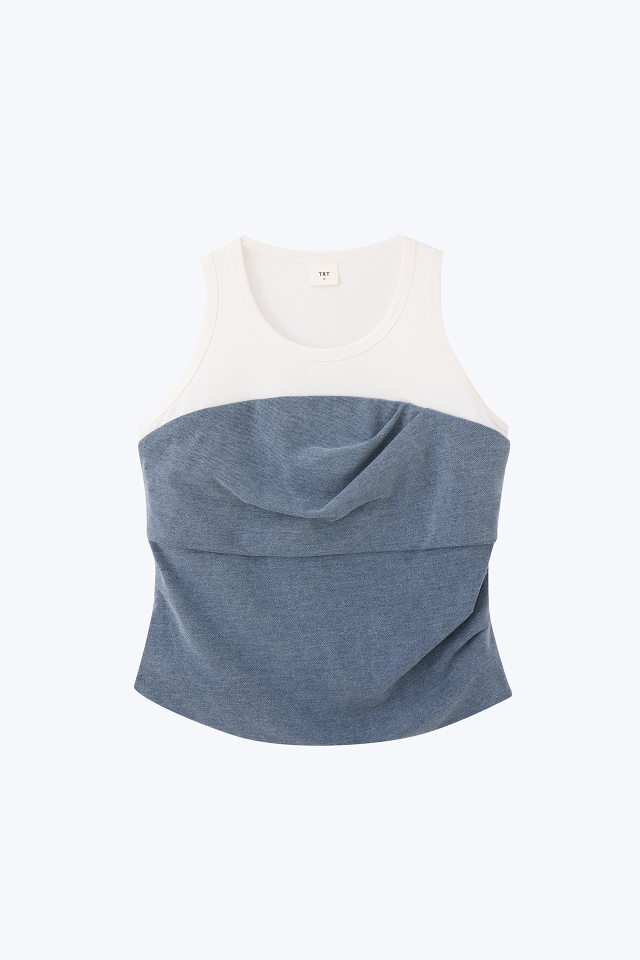 Denim Mock Two-Piece Top - Denim