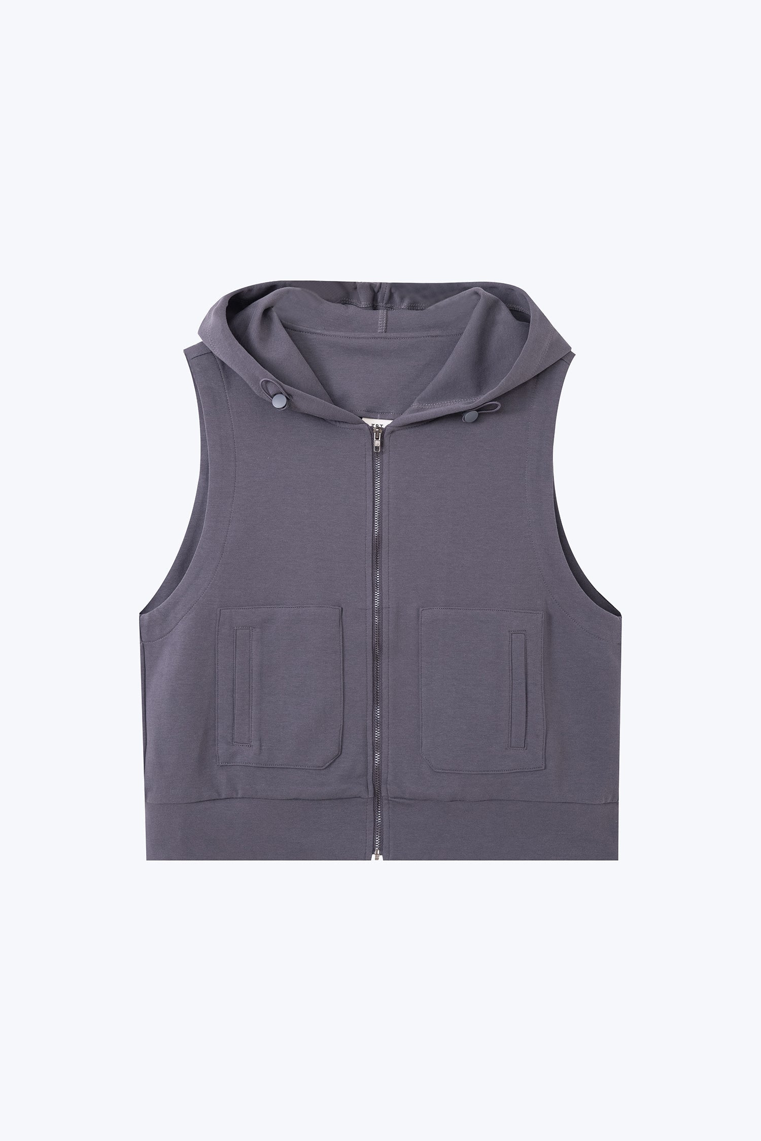Patch Pocket Hoodie Vest - Charcoal