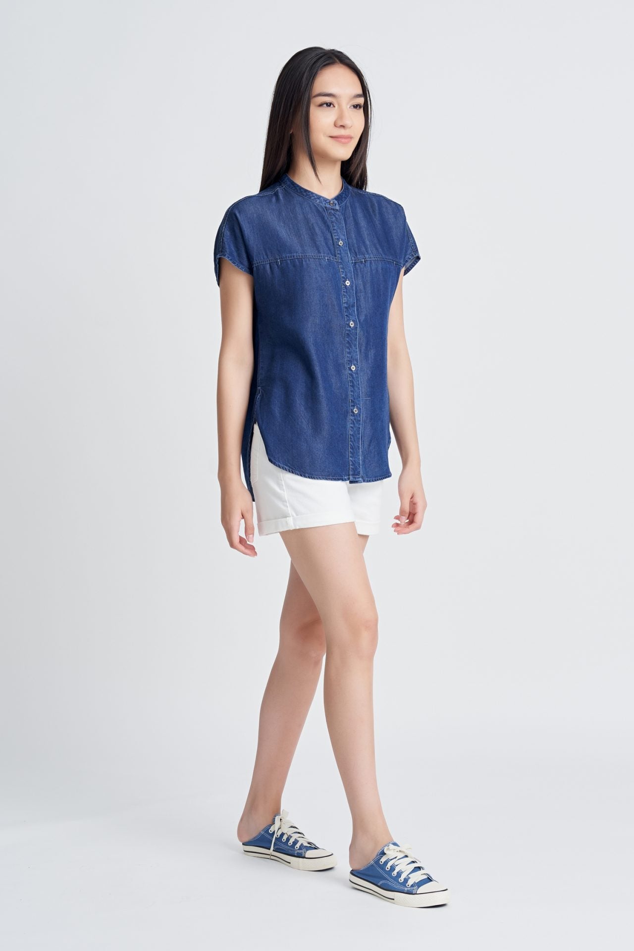 Denim Cap Slv Blouse