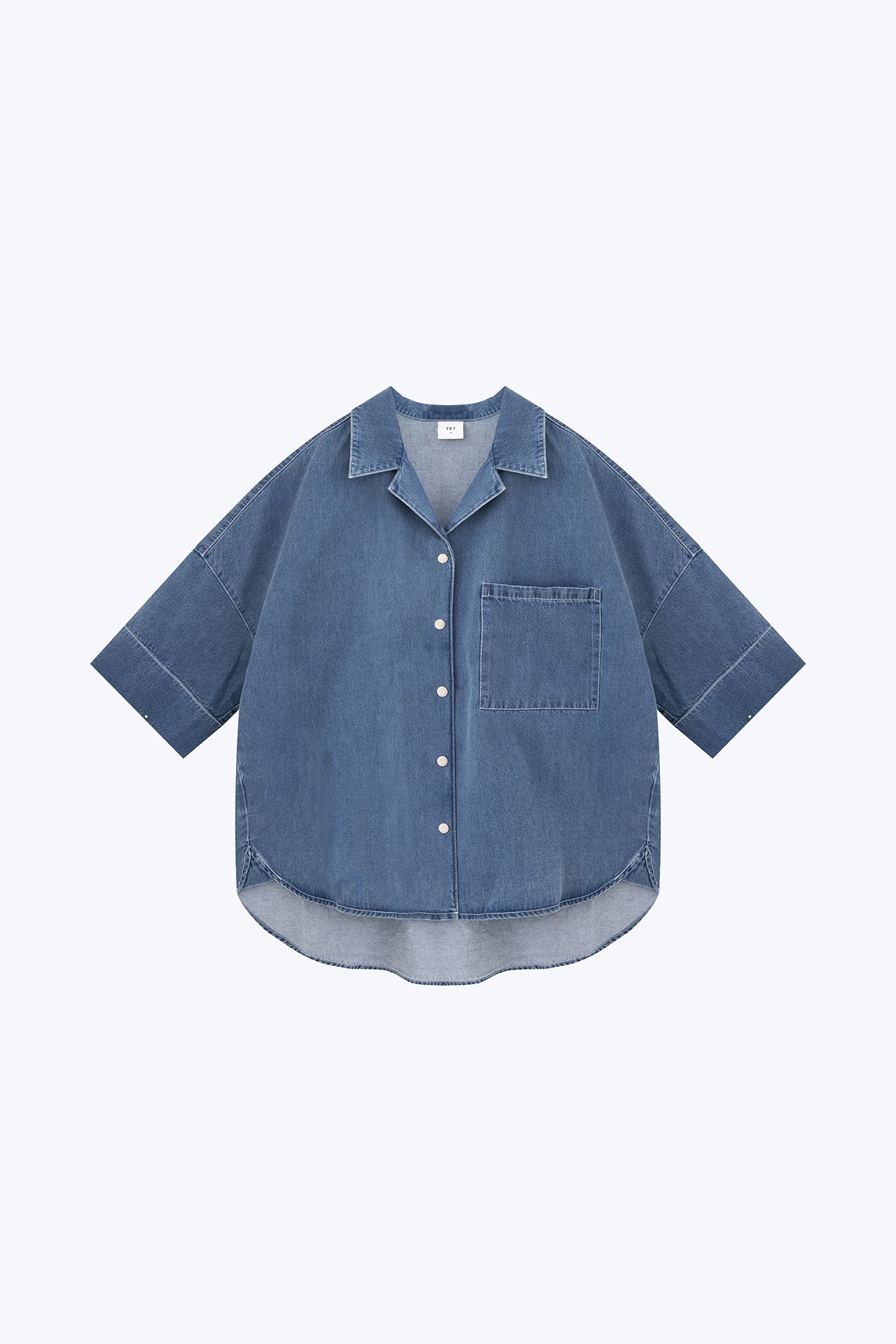 Denim Patch Pocket Blouse - Denim