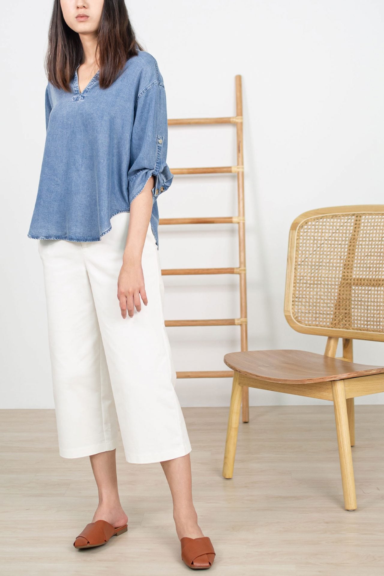 Denim Collared Blouse - Denim