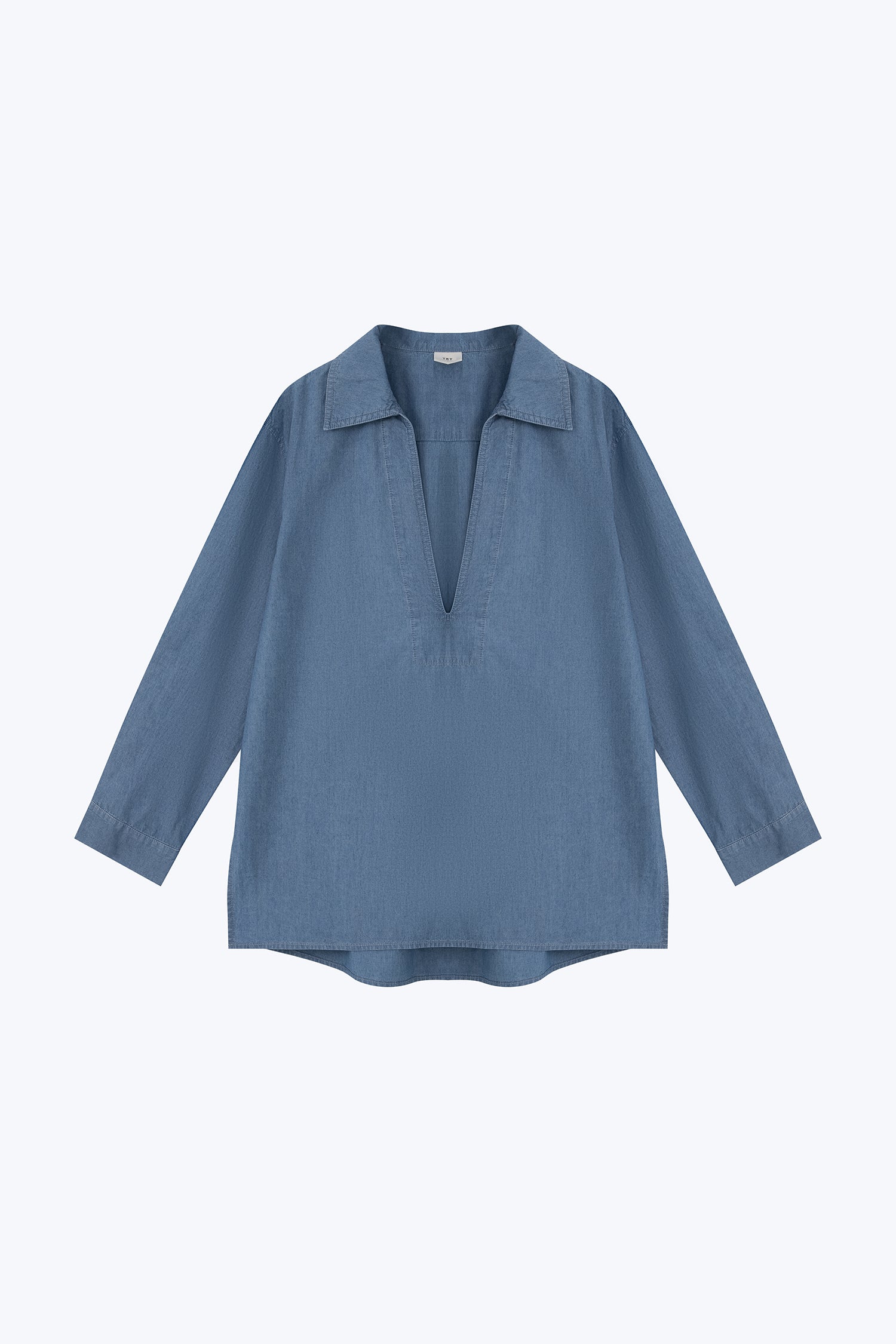 Denim Long Sleeve Blouse - Denim