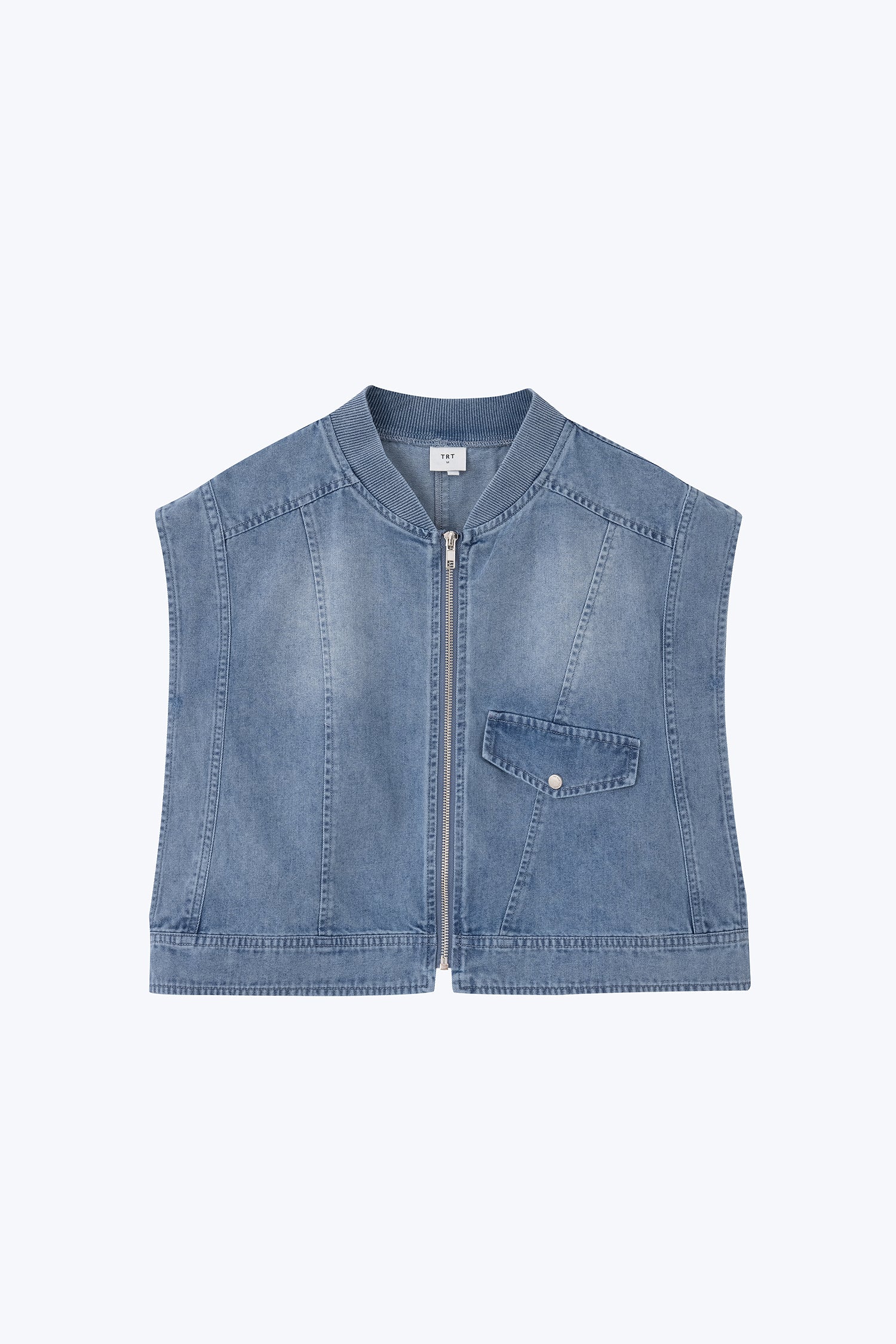 Denim Asymmetric Cropped Jacket - Denim