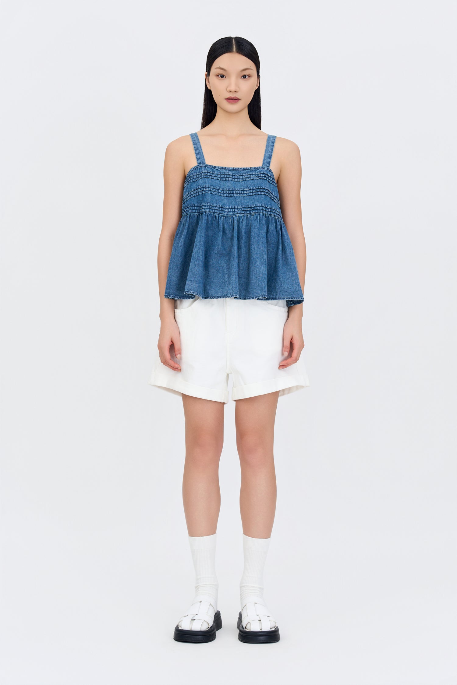 Pin-Tuck Blouse - Denim