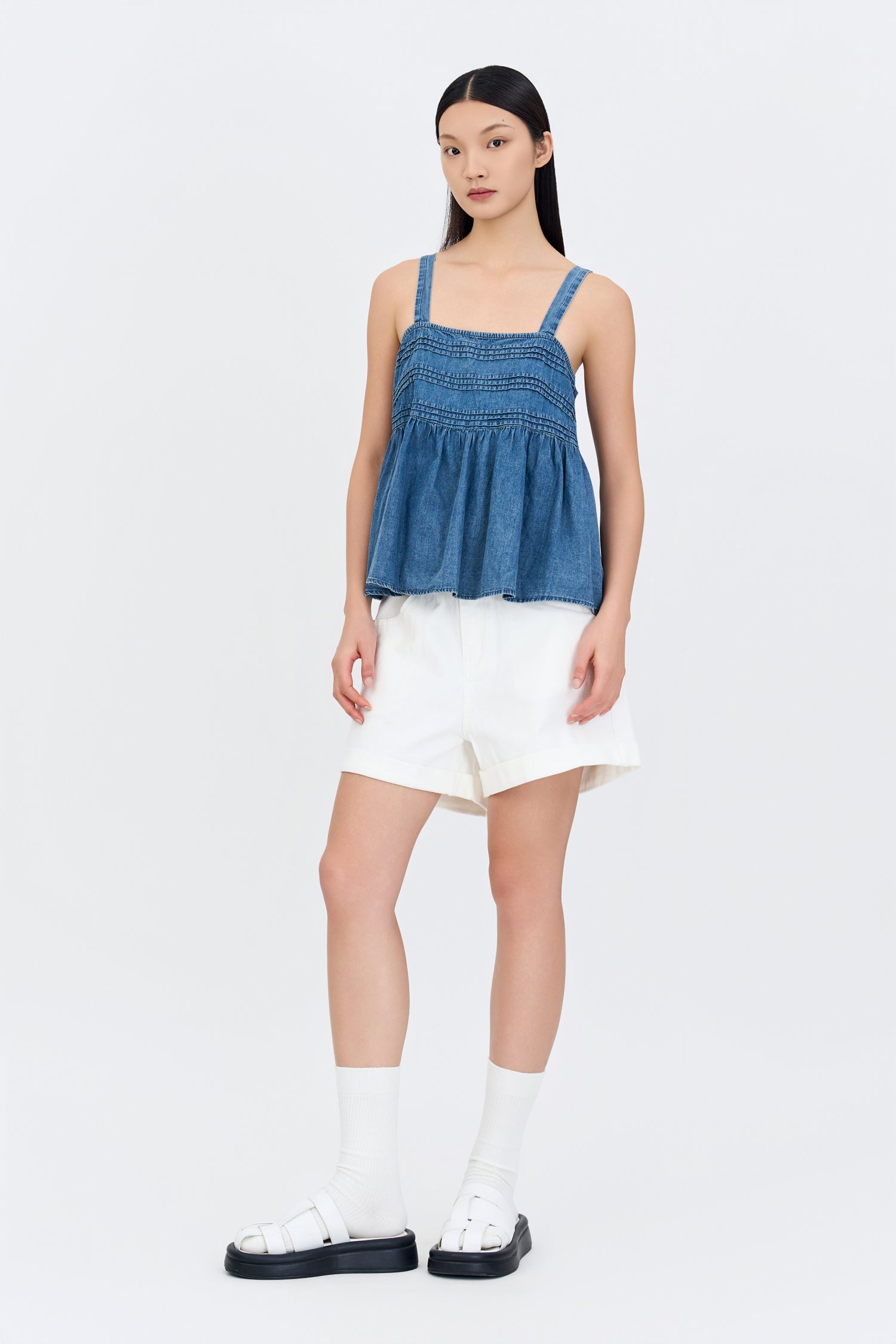 Pin-Tuck Blouse - Denim