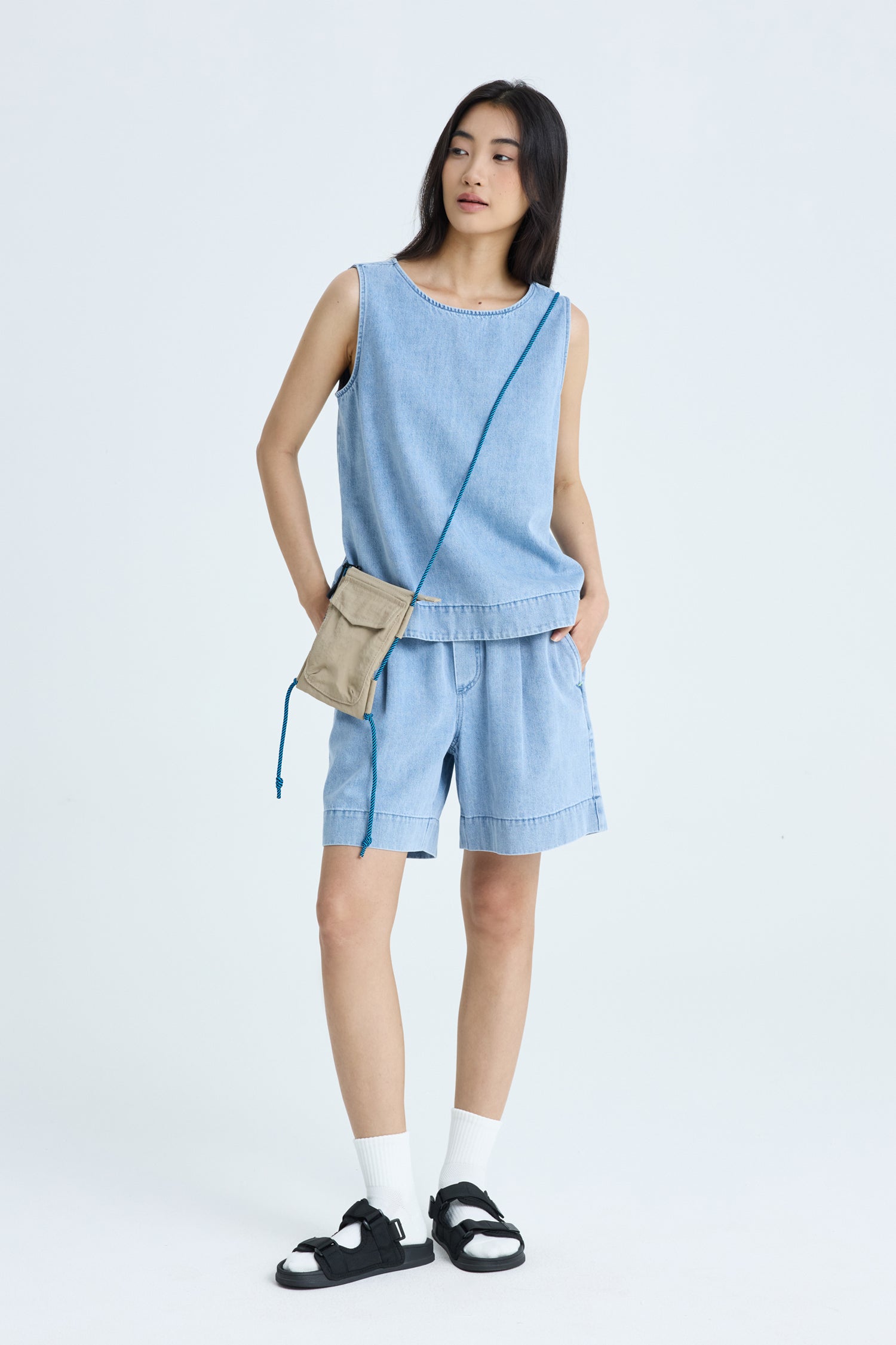 Denim Sleeveless Blouse - Denim
