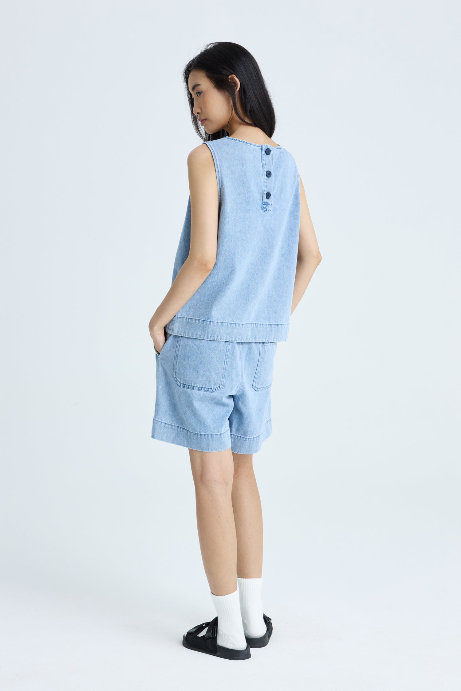 Denim Sleeveless Blouse - Denim