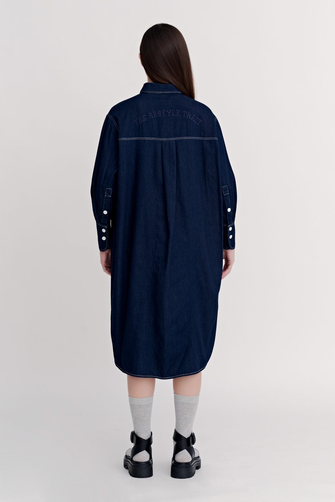 Denim Long Sleeve Shirt Dress