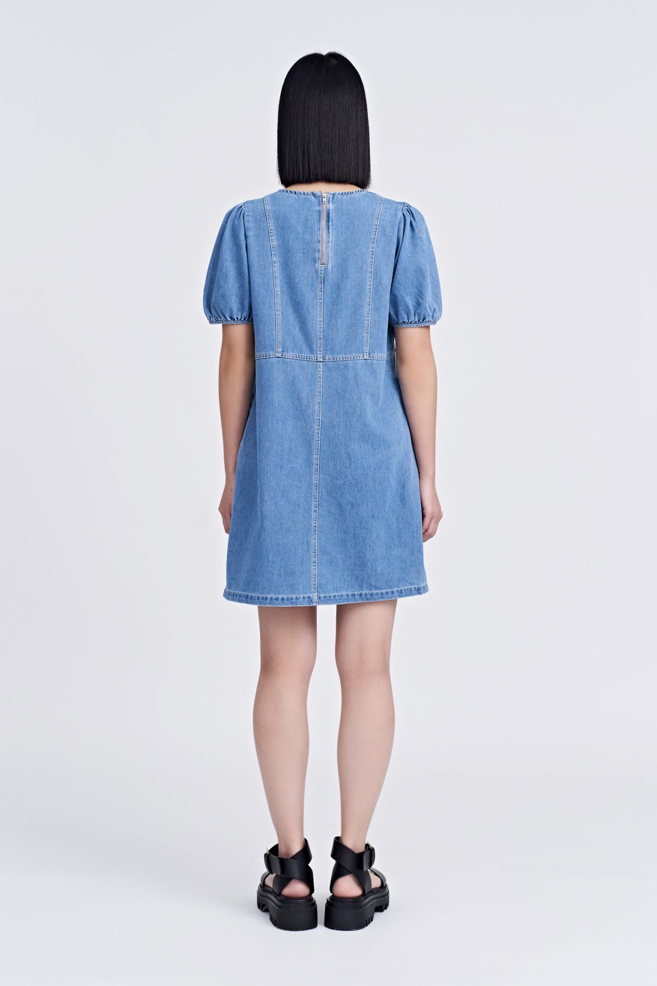 Denim Puff Sleeve Dress - Denim