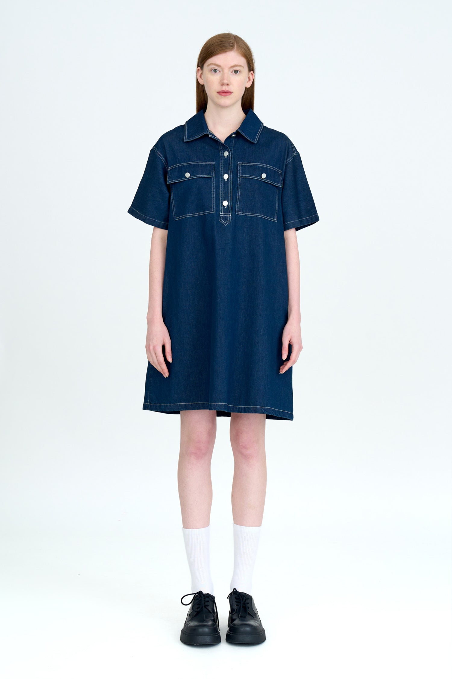 Denim Patch Pocket Dress - Dark Denim