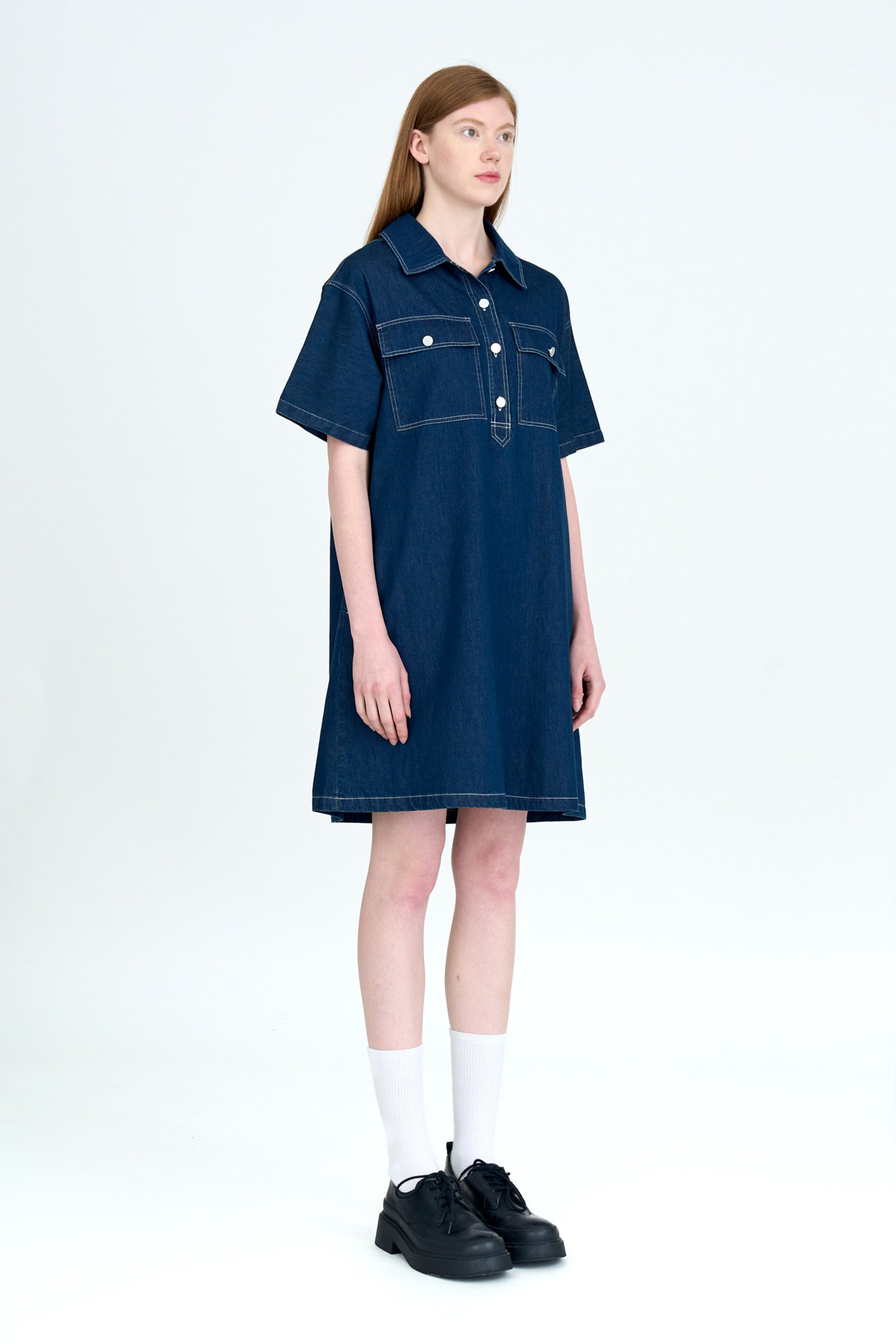 Denim Patch Pocket Dress - Dark Denim