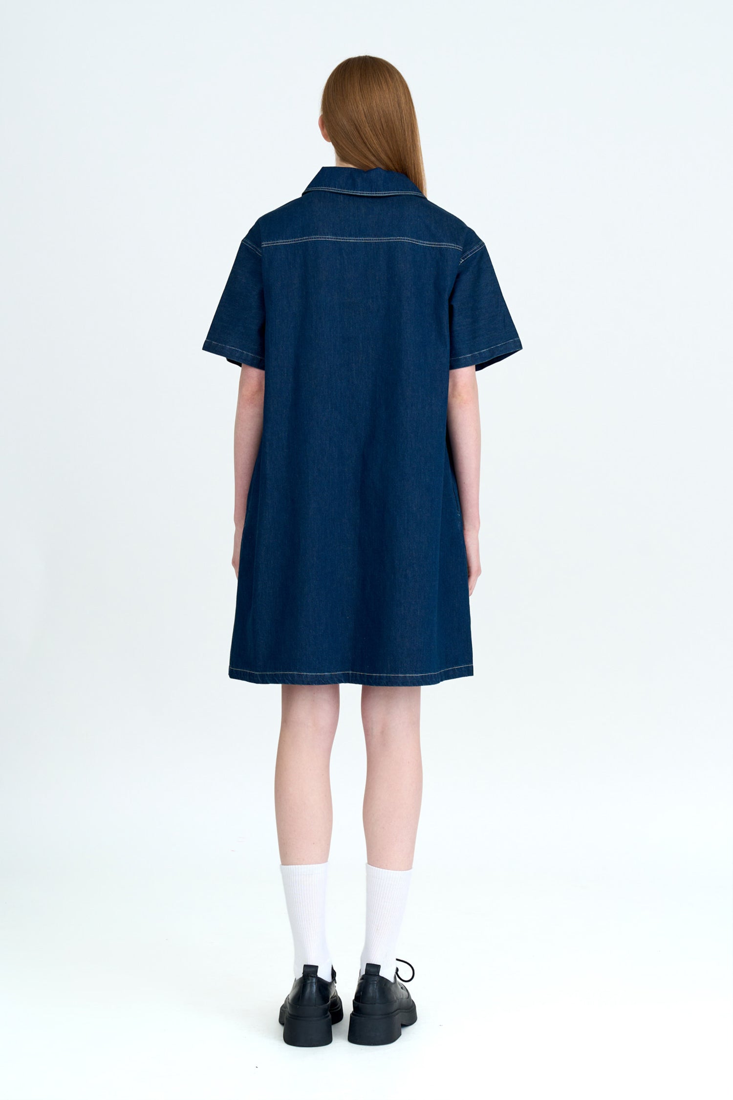 Denim Patch Pocket Dress - Dark Denim
