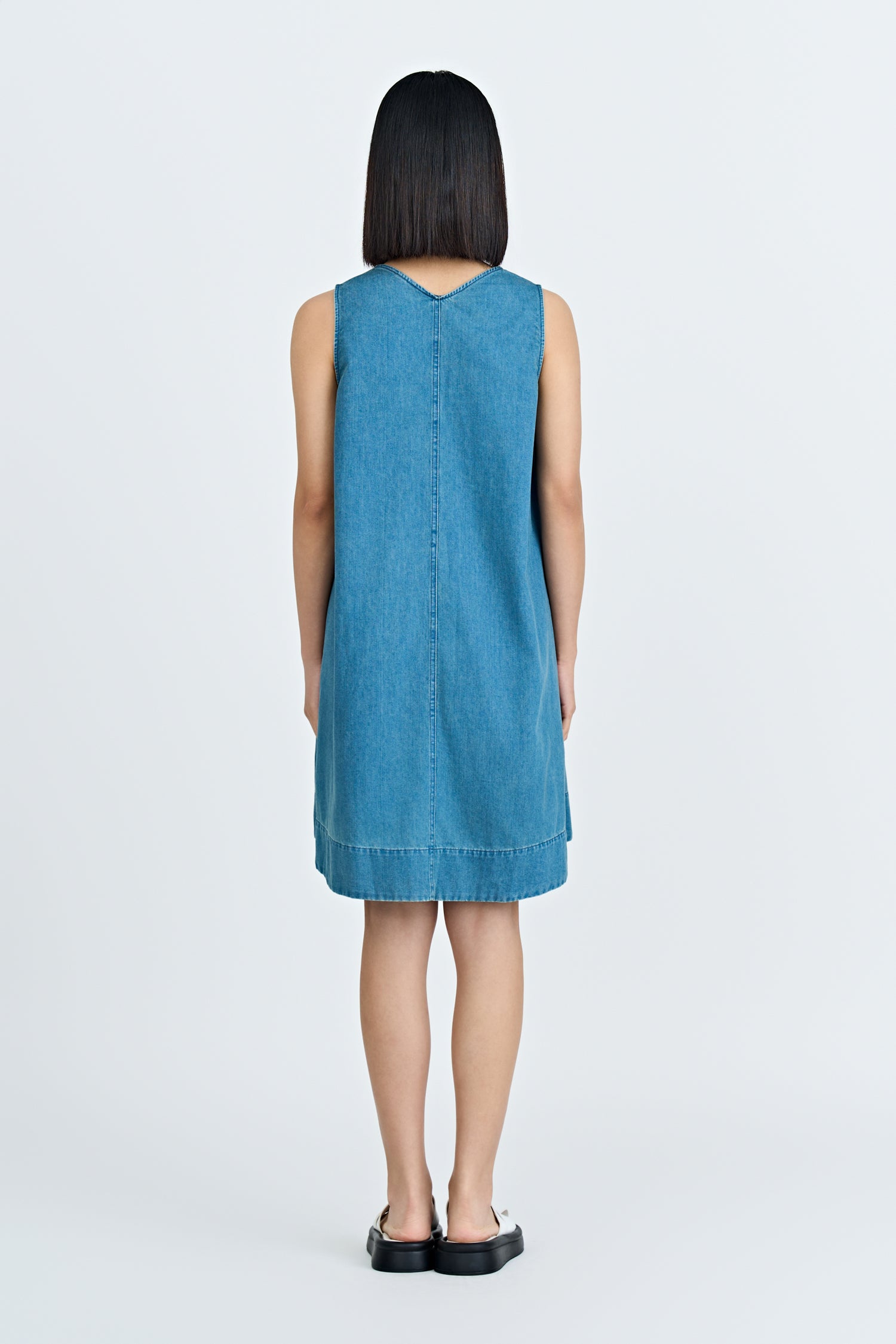 Denim Panel Dress - Denim