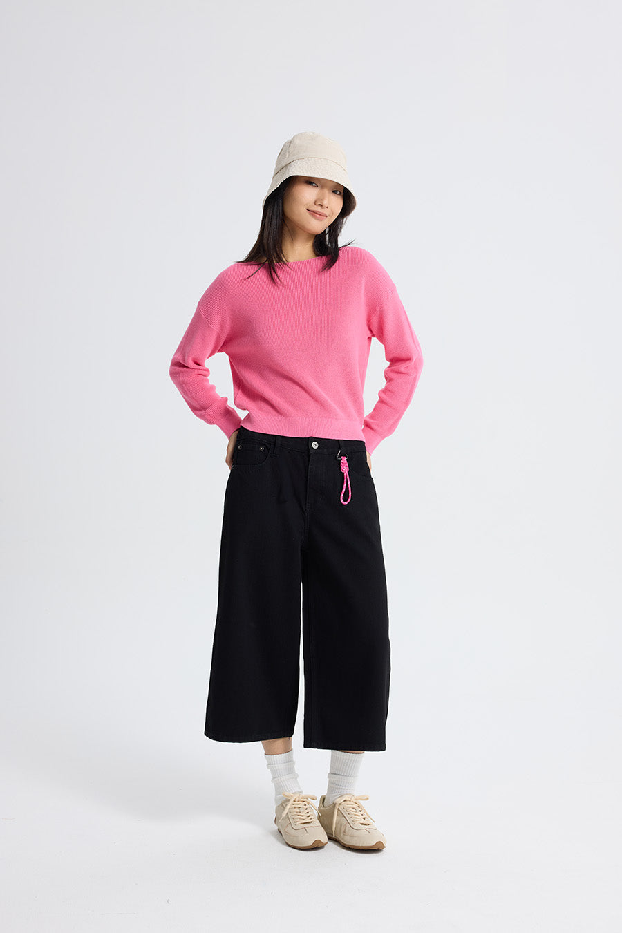 Cotton Twill Culottes - Black