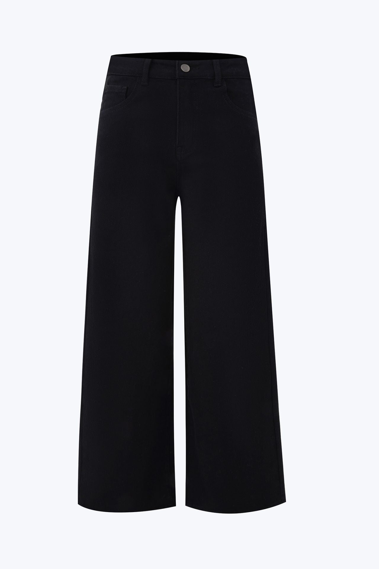 Cotton Twill High Waisted Jeans - Black