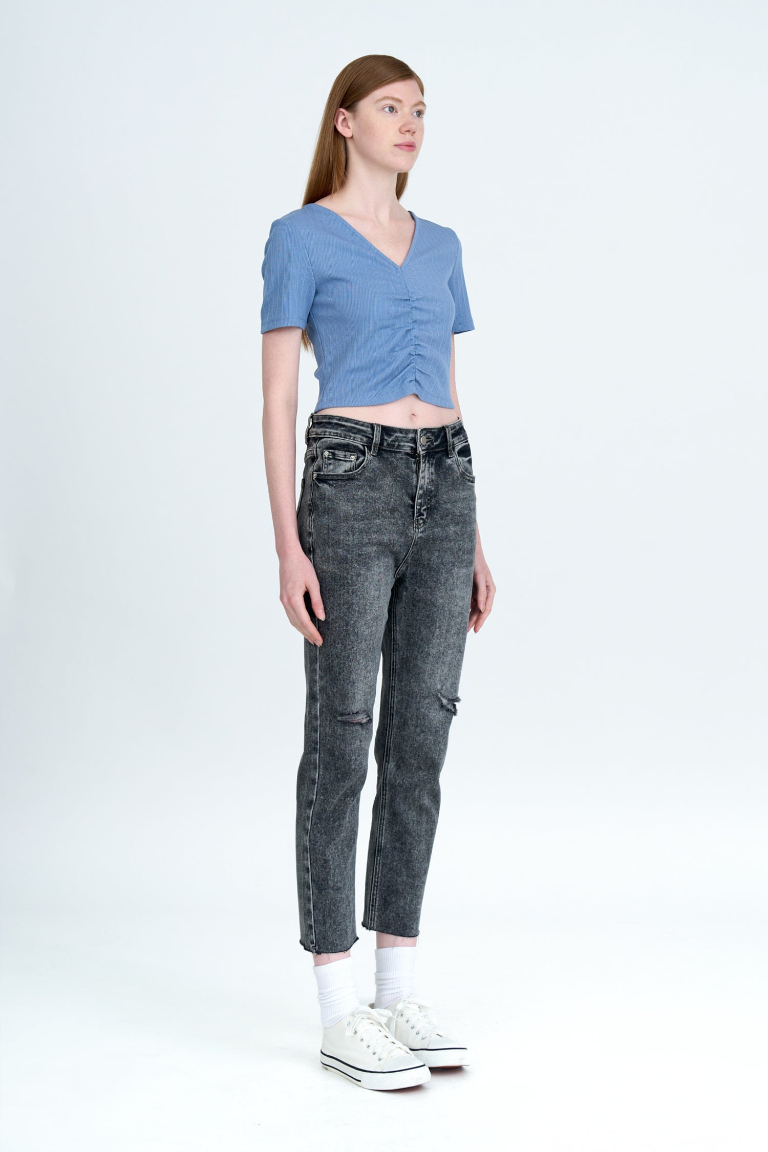 Ripped Slim Fit Jeans - Grey
